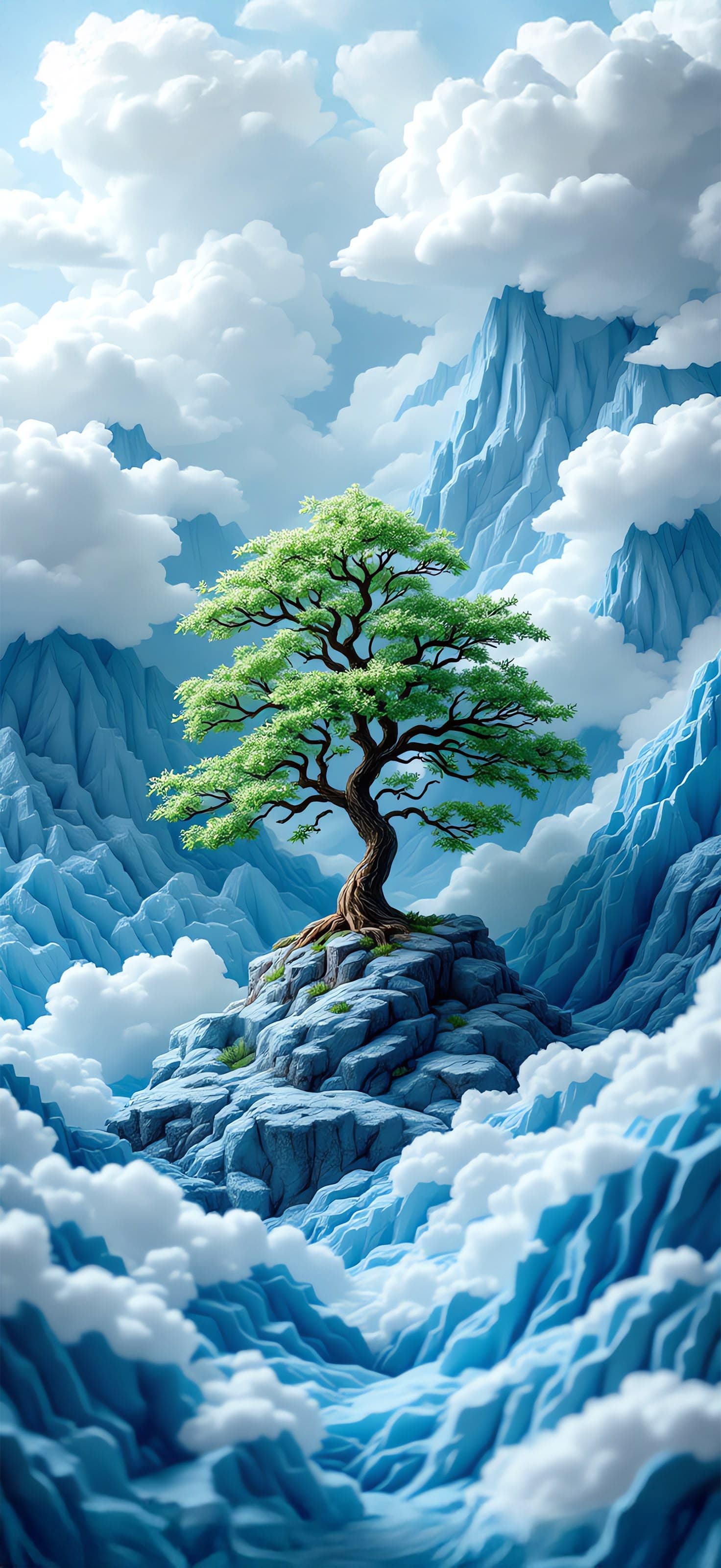 Green Mountain Tree - Pro phone wallpaper