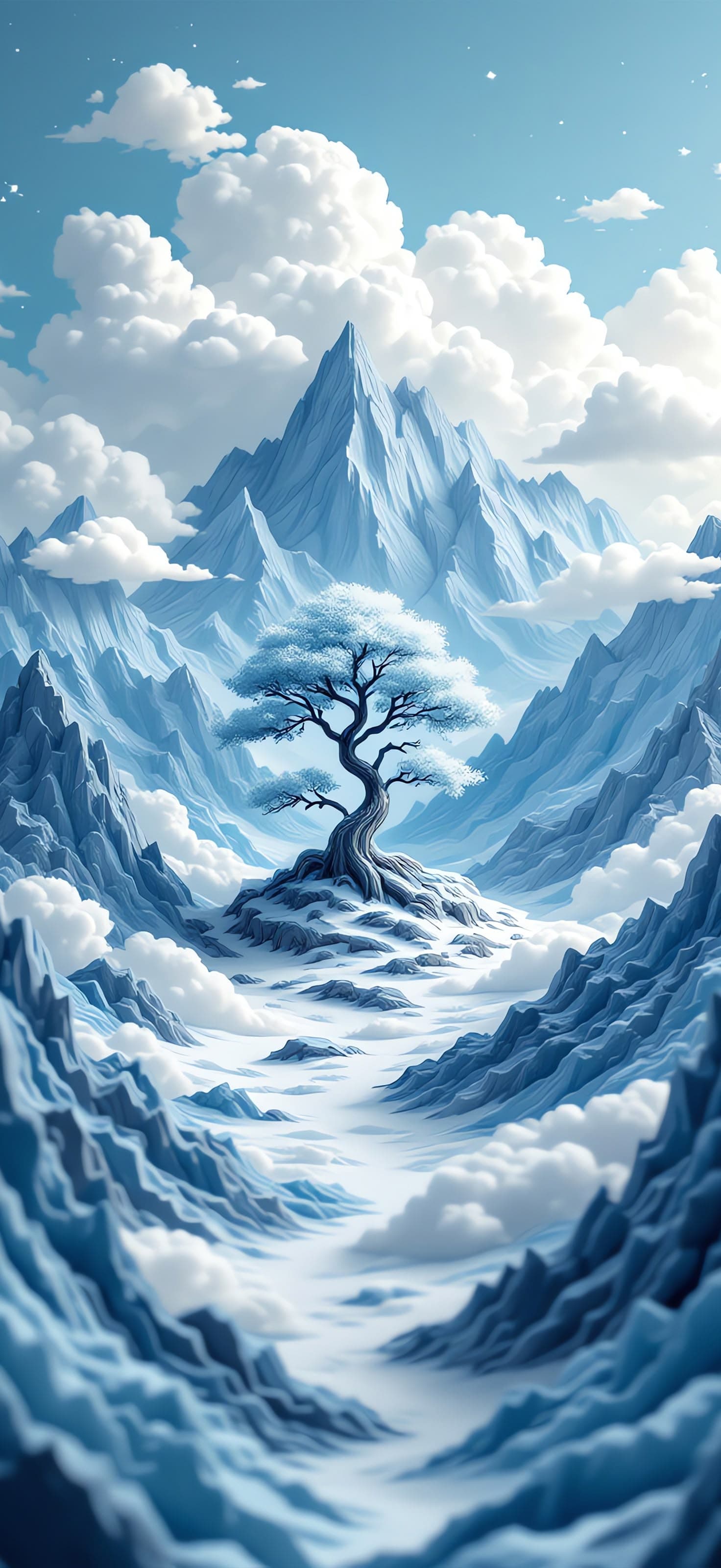 Snowy Mountain Tree - Pro phone wallpaper