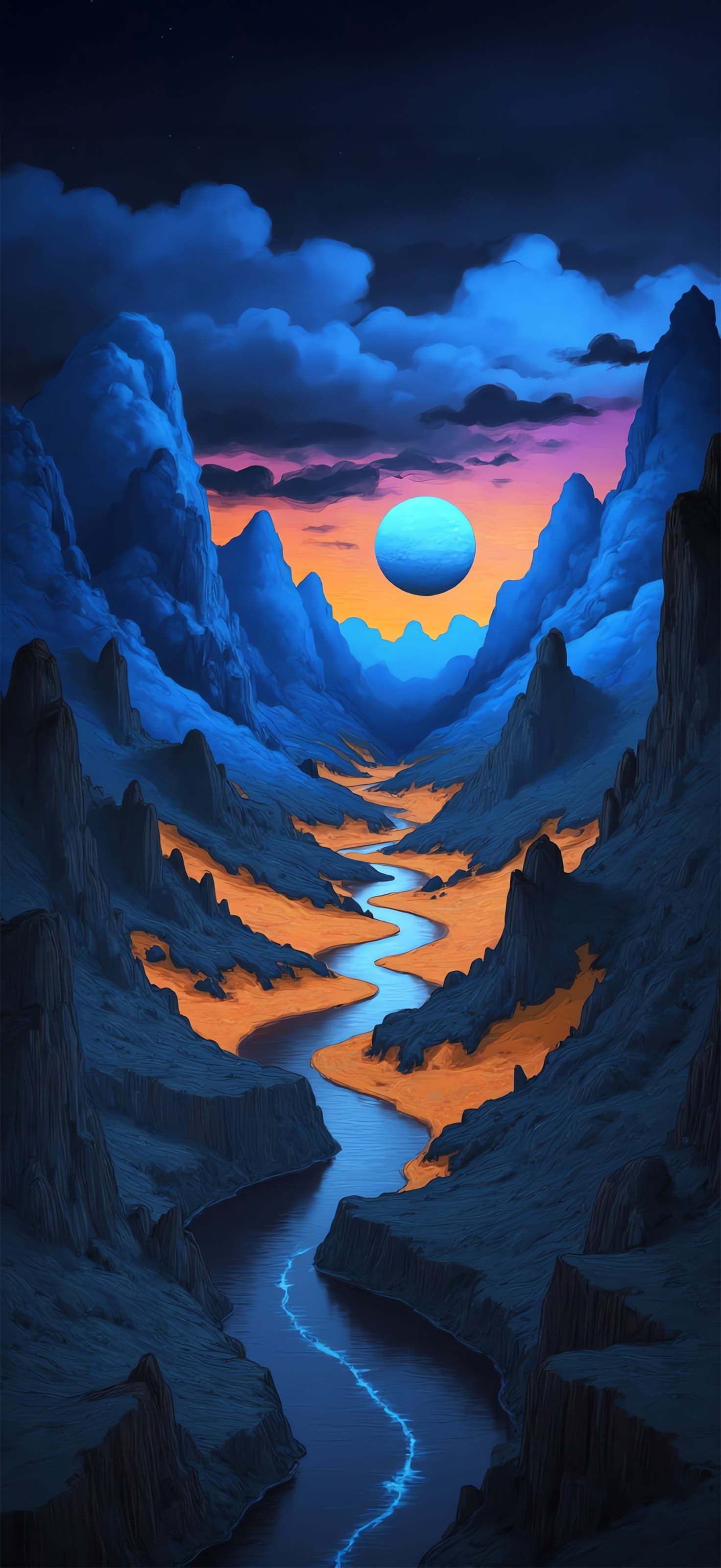 Moonlit Valley - Pro phone wallpaper