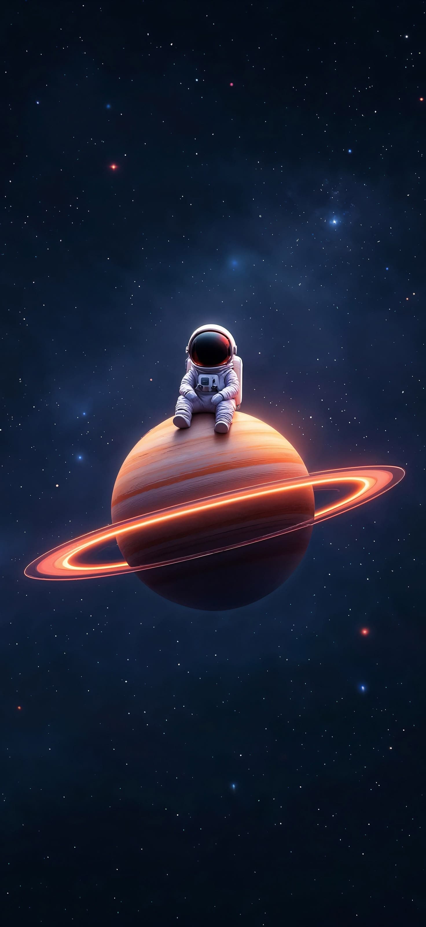 Astronaut on Saturn - Pro phone wallpaper