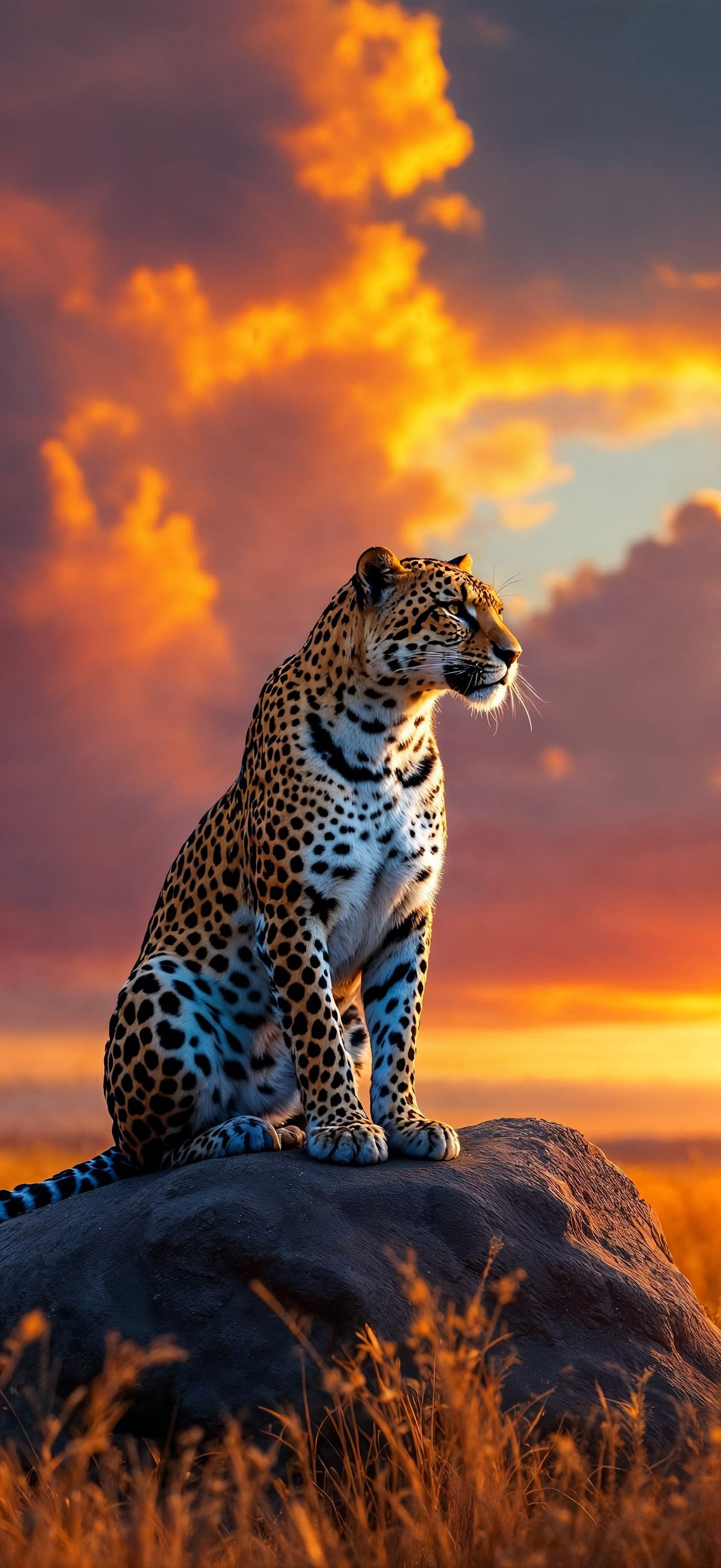 Leopard on Rock 1 - Pro phone wallpaper