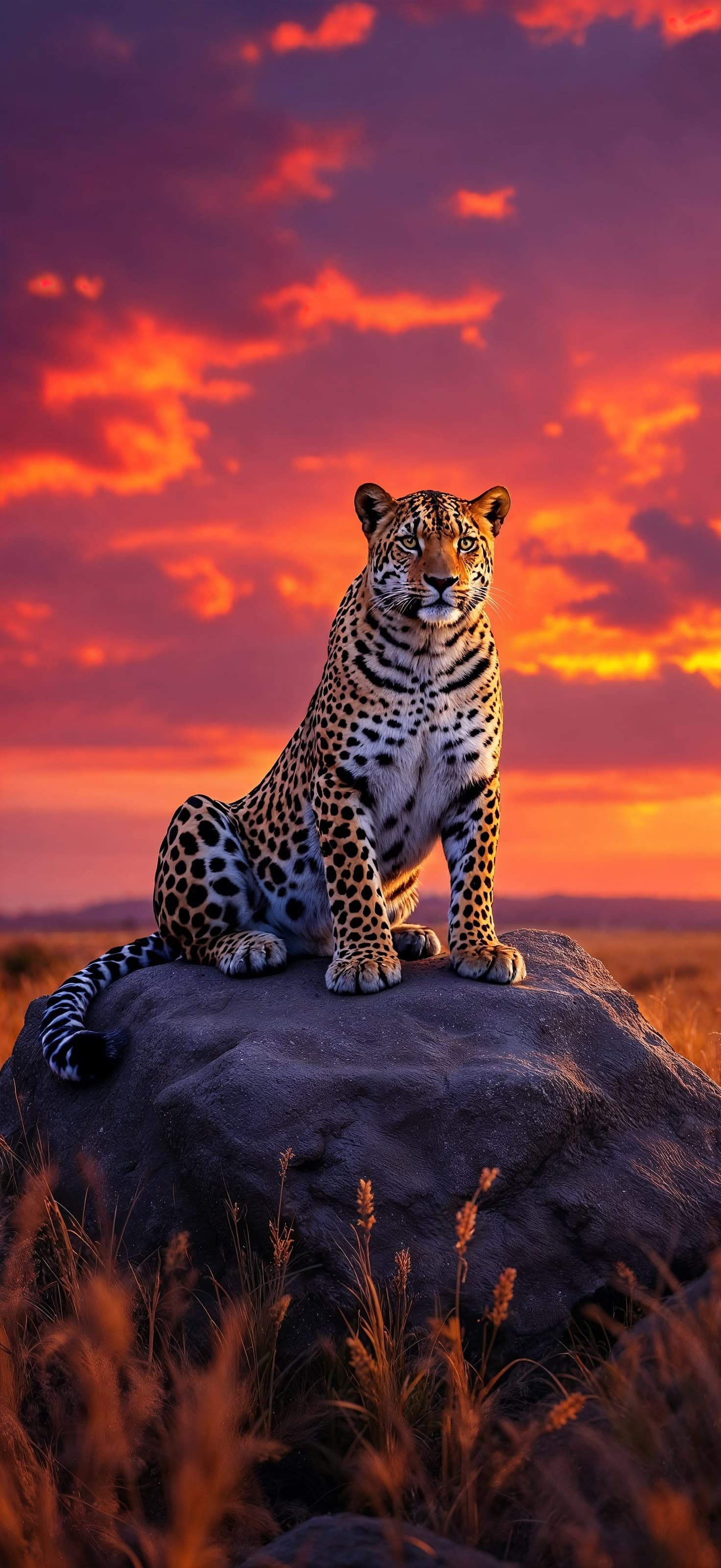 Leopard on Rock 2 - Pro phone wallpaper