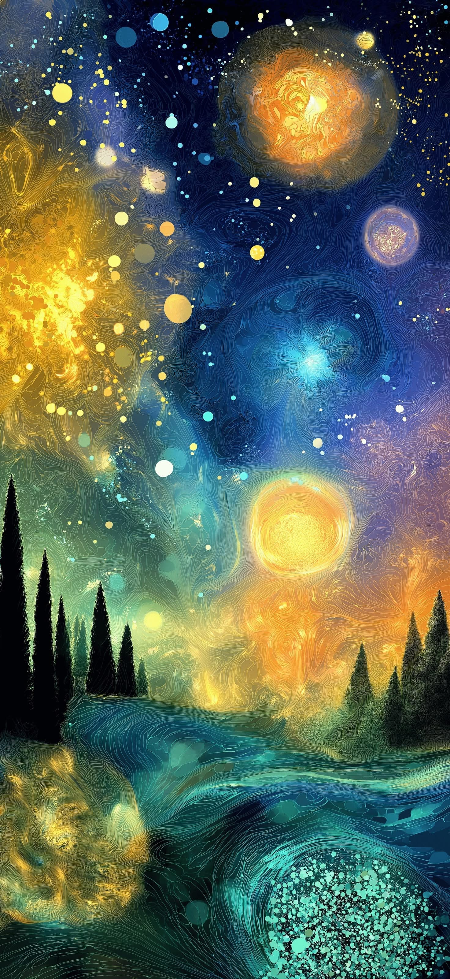 Vibrant Cosmic Scene - Pro phone wallpaper
