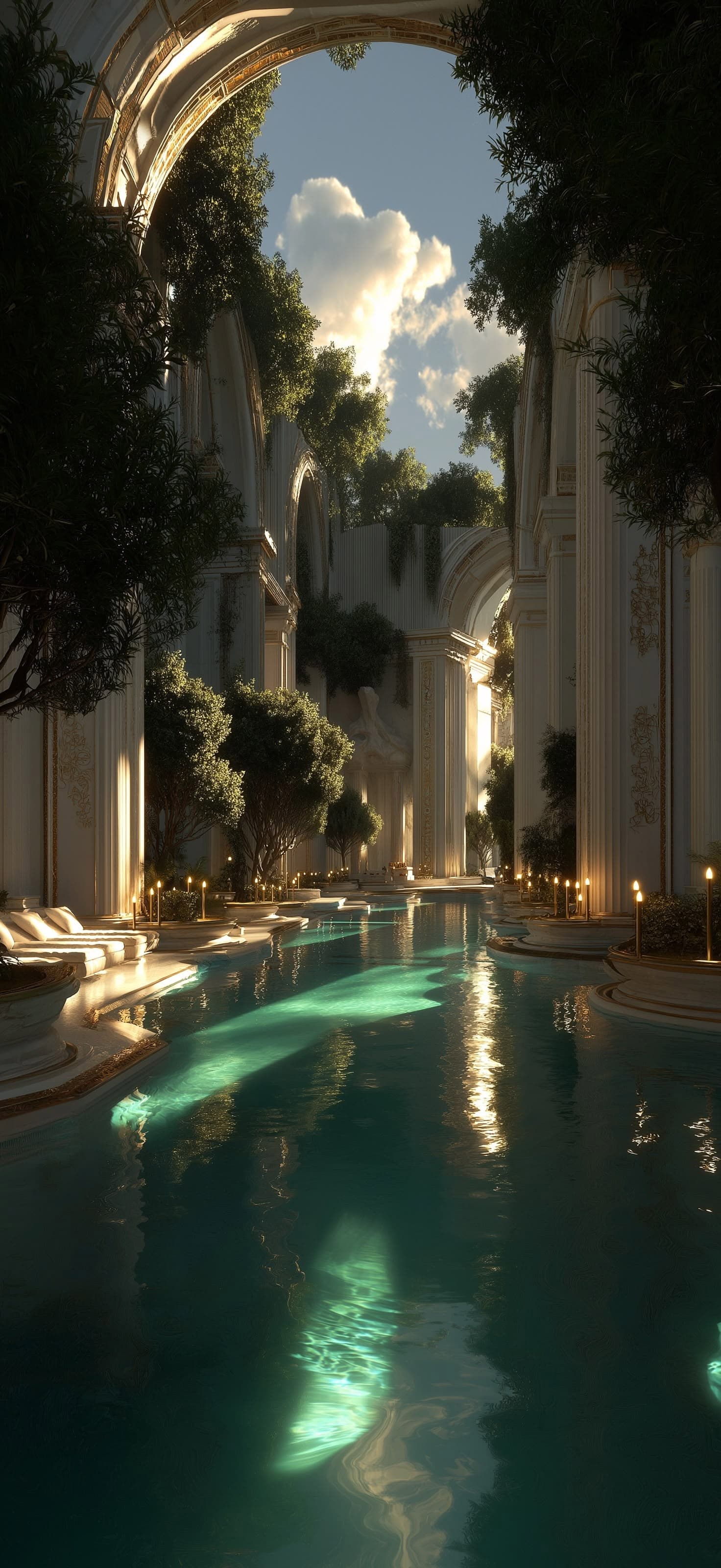 Serene Pool Area - Pro phone wallpaper