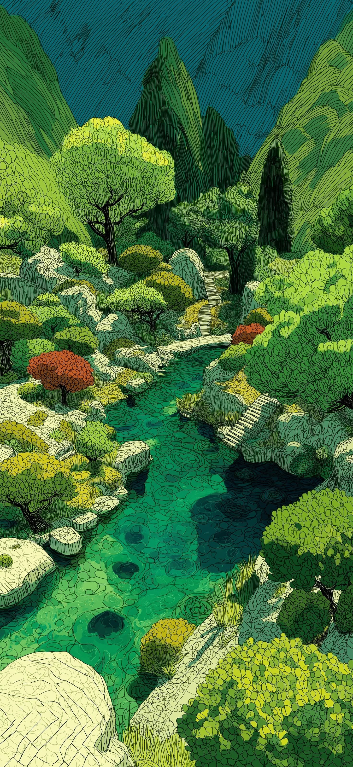 Tranquil River Scene - Pro phone wallpaper