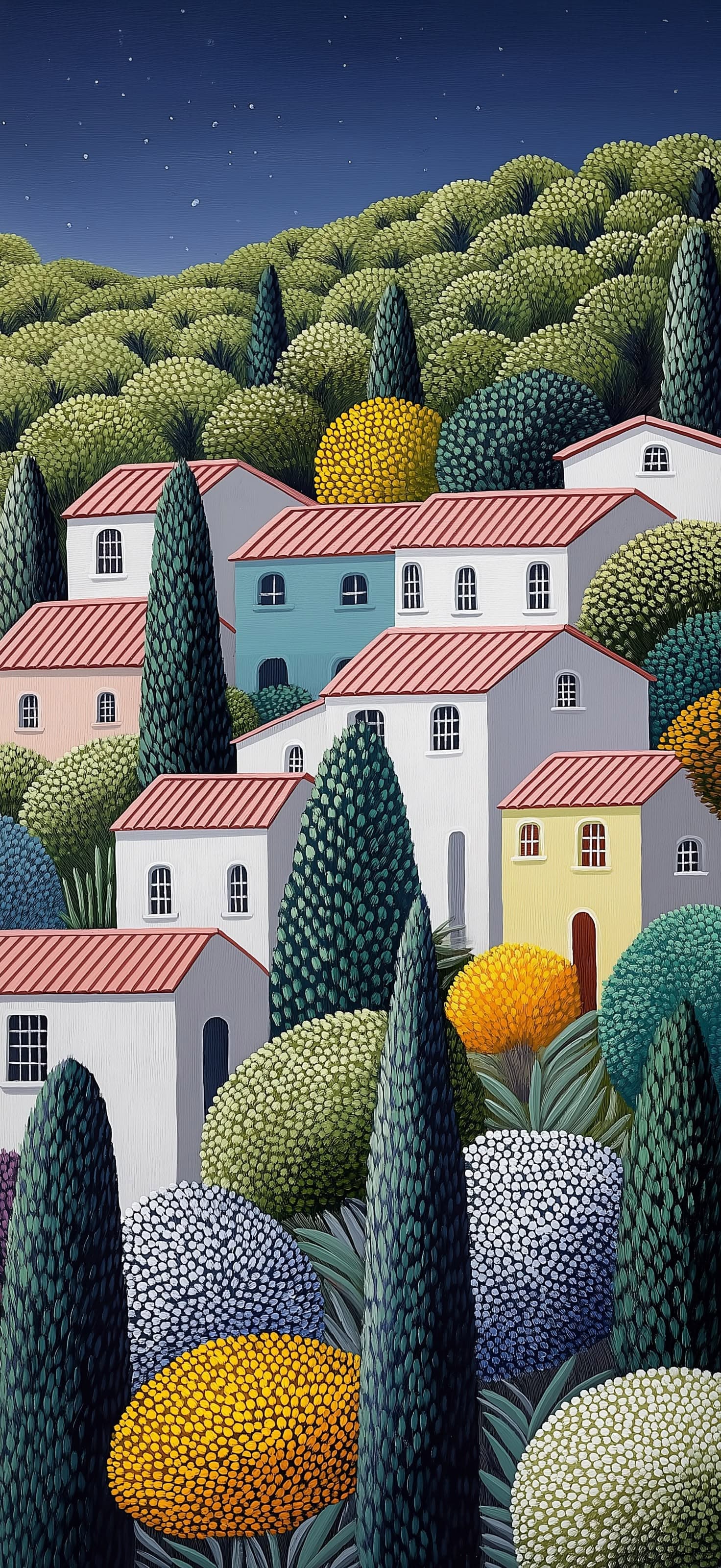 Dreamy Hillside Village 1 - Pro phone wallpaper