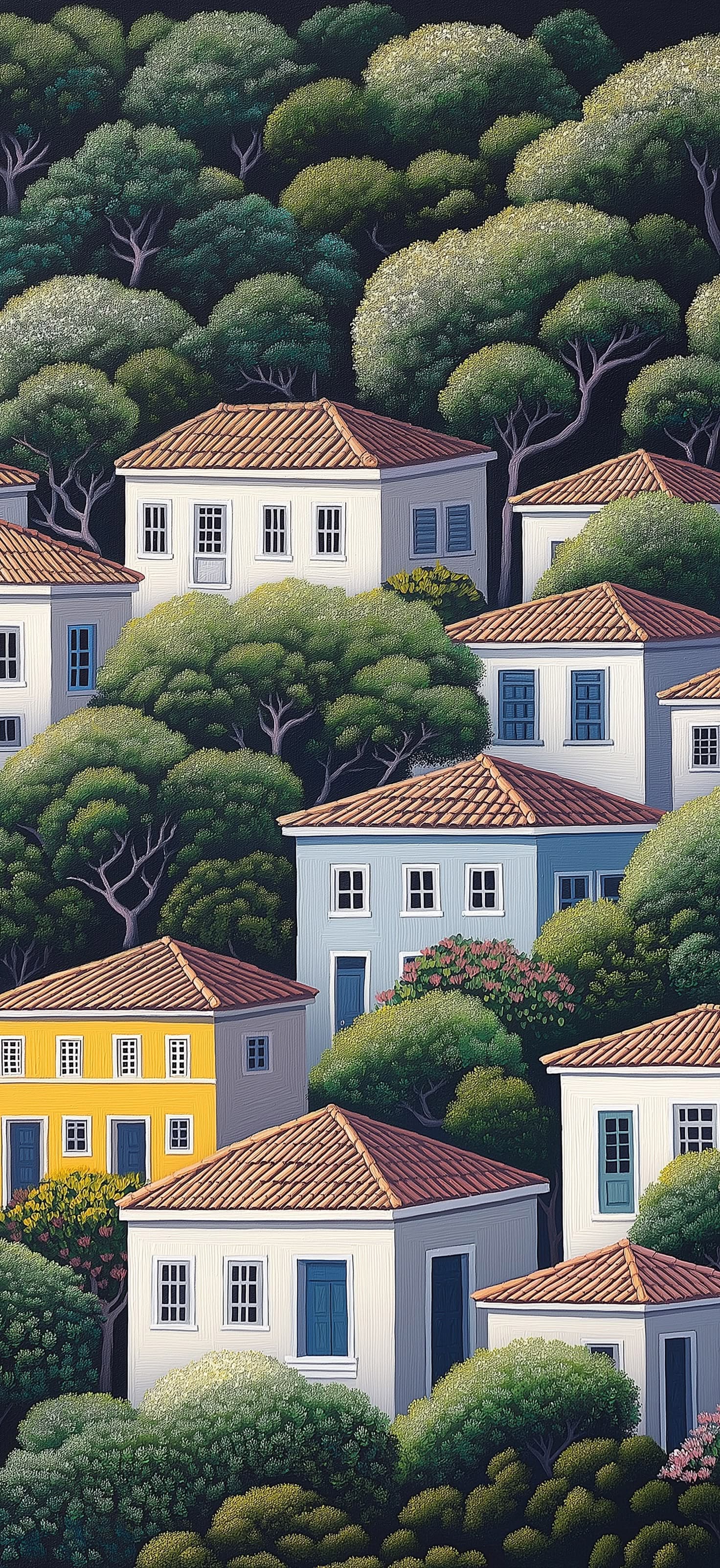 Dreamy Hillside Village 2 - Pro phone wallpaper