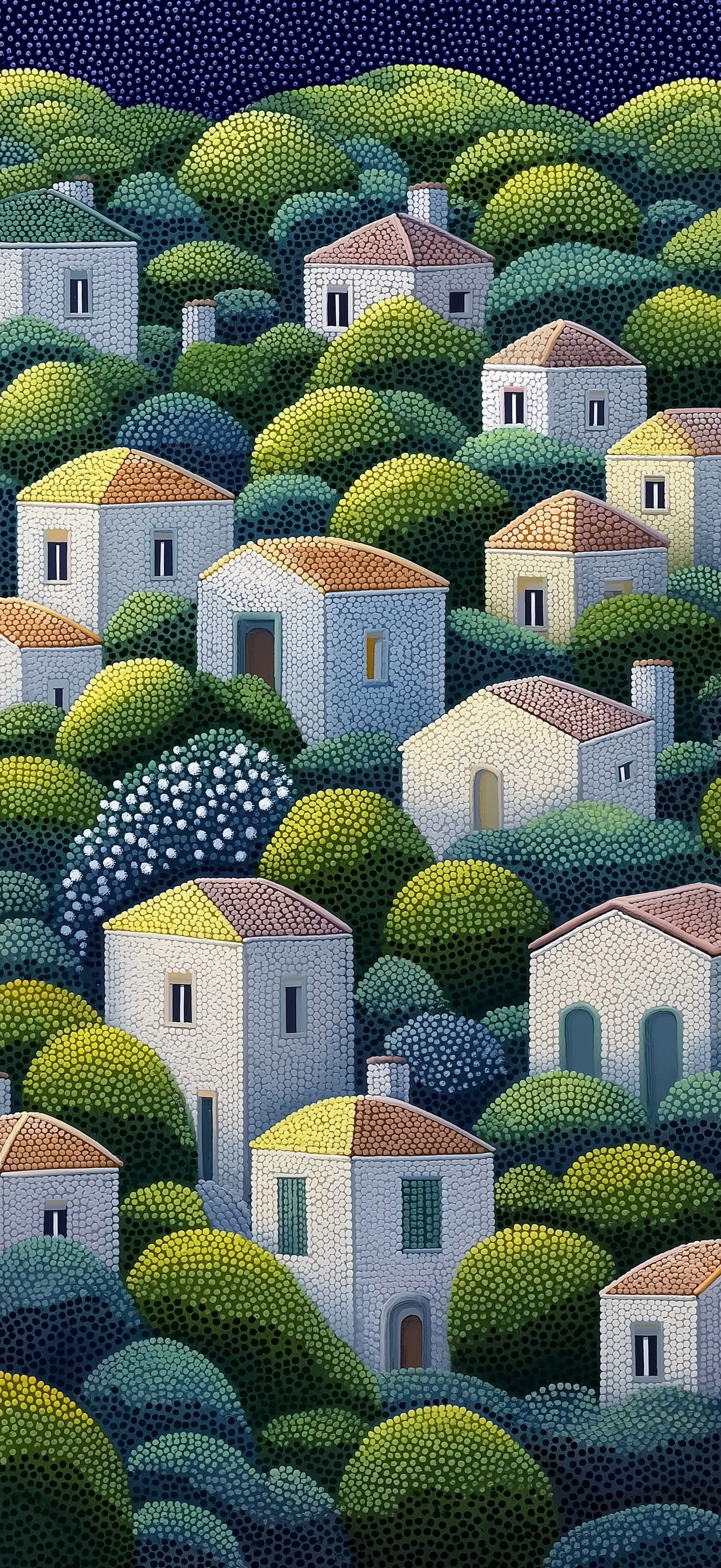 Dreamy Hillside Village 3 - Pro phone wallpaper