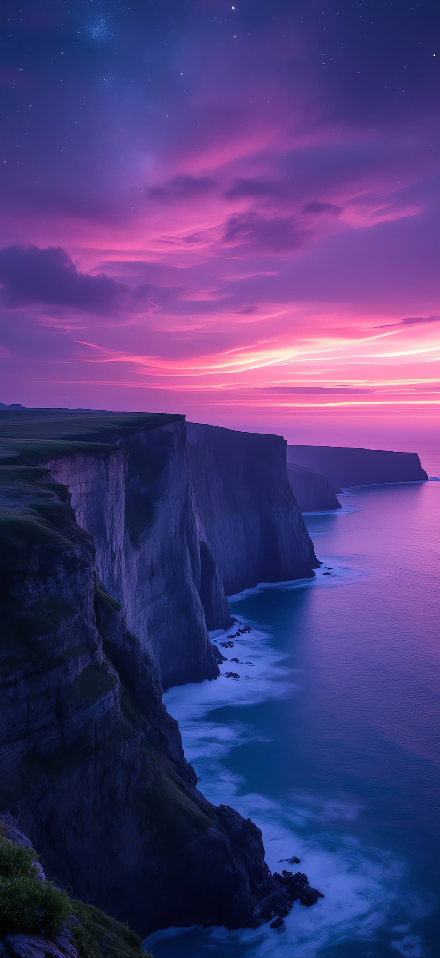 Dark Sunset against seashore 3 - Pro phone wallpaper
