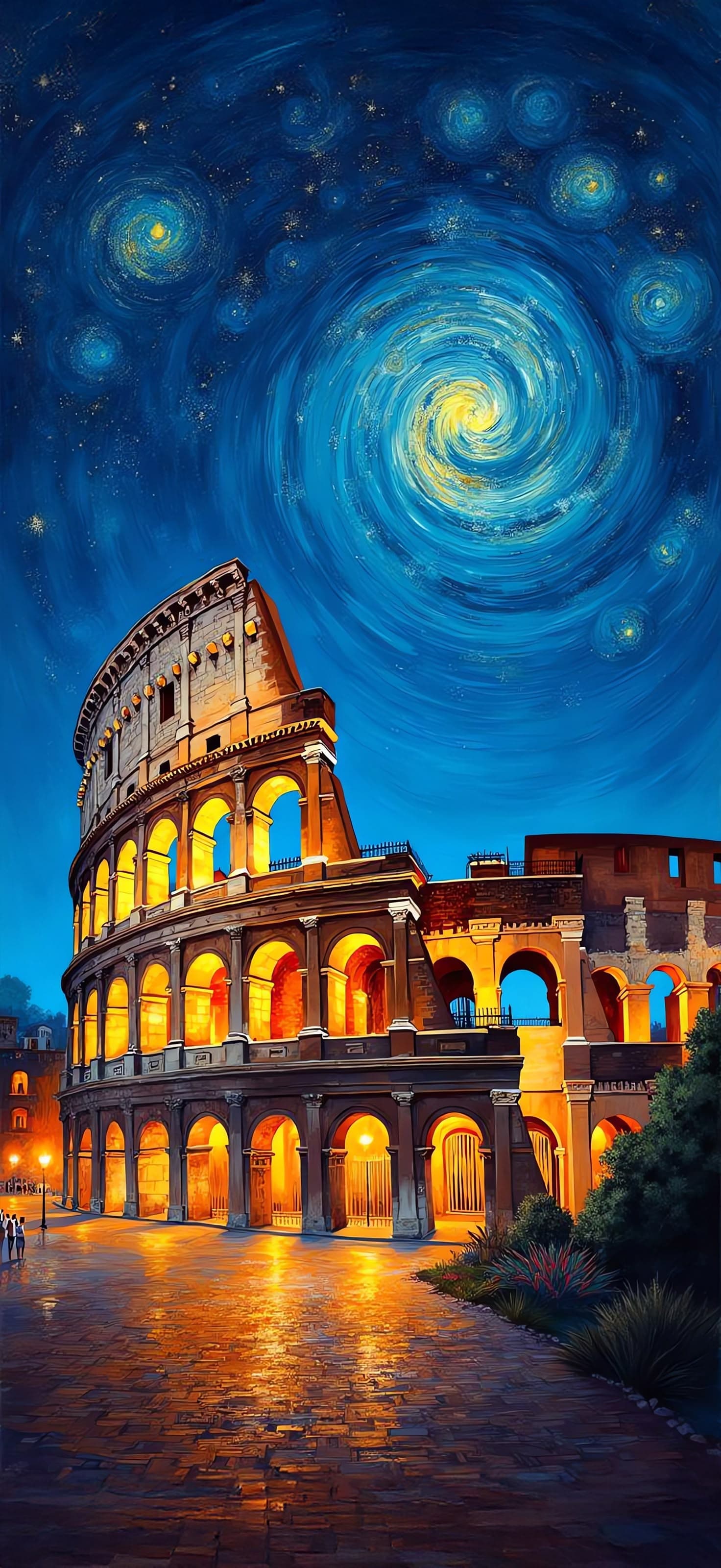 Starry Night at the Colosseum - Pro phone wallpaper