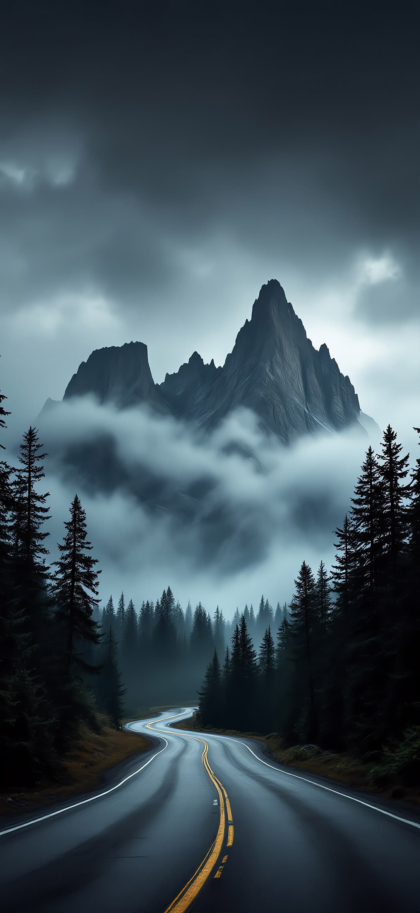 Road towards mountains 3 - Pro phone wallpaper