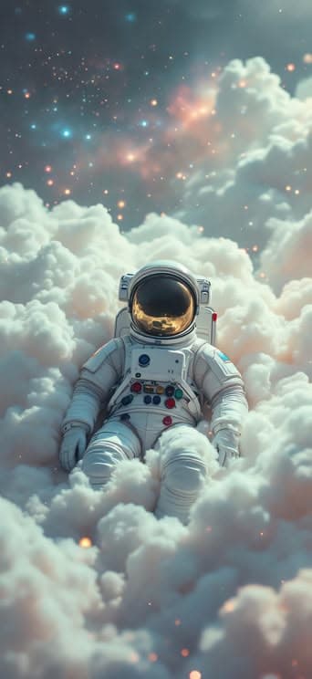 Astronaut in Dreamy Clouds - Pro phone wallpaper download