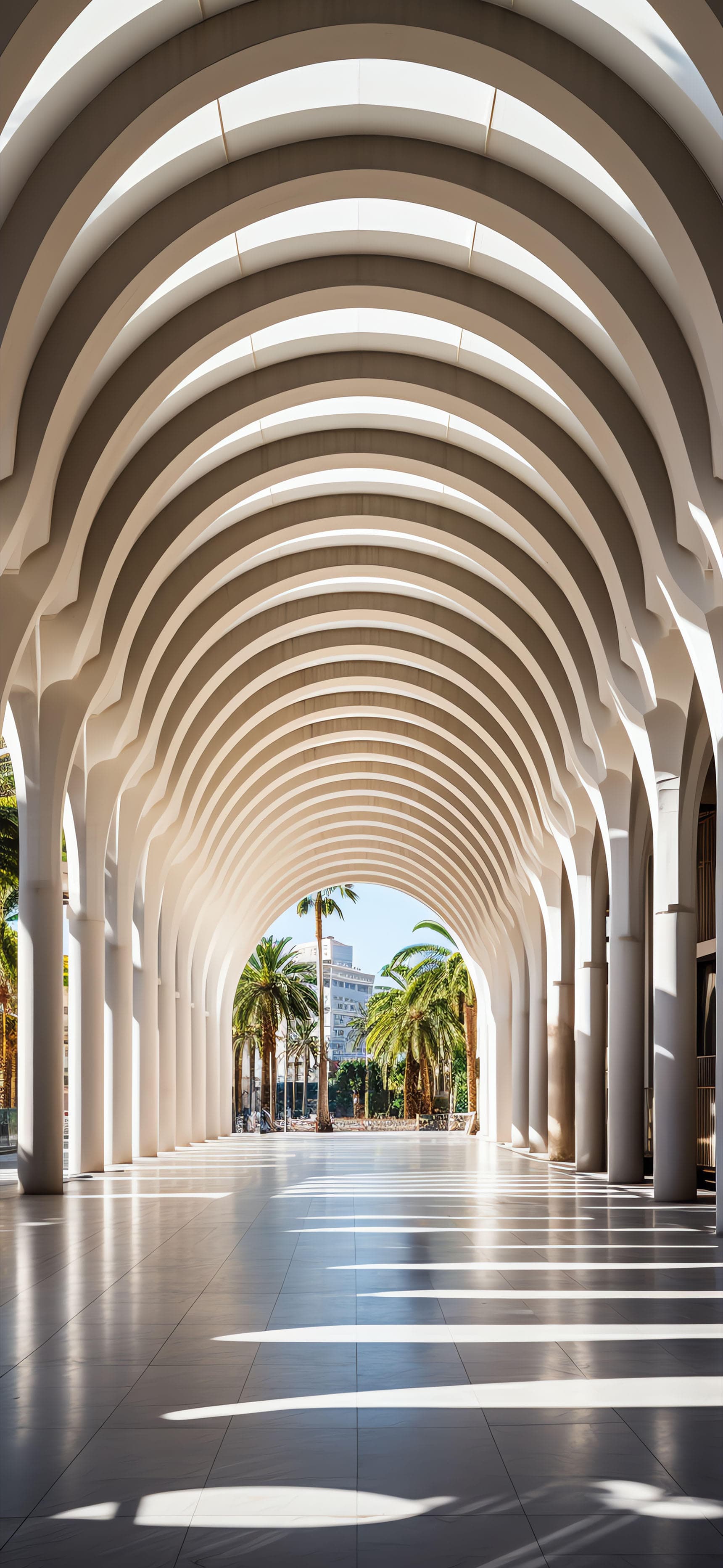 White Archway Palms - Pro phone wallpaper
