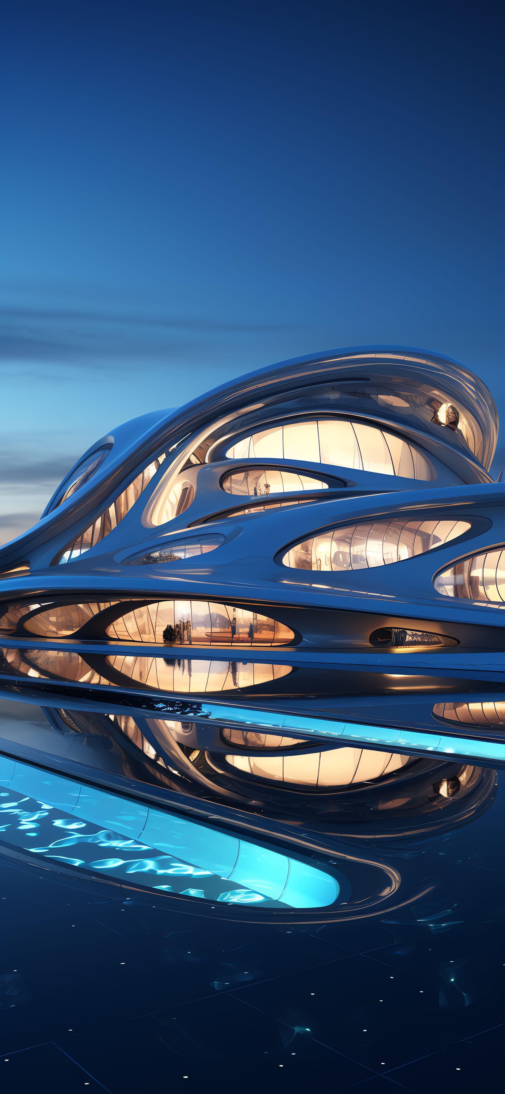 Futuristic Building Reflection - Pro phone wallpaper