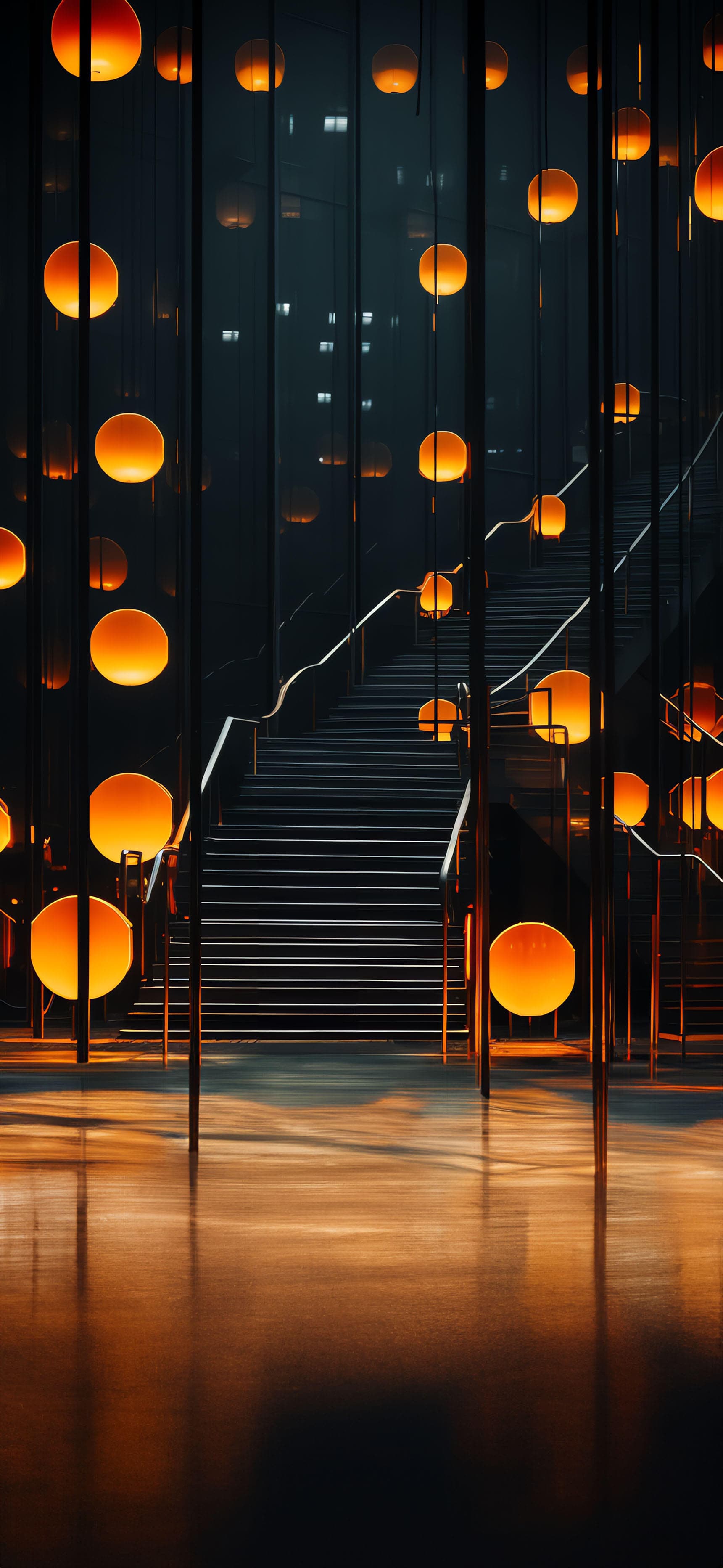 Ornate Stairway Lighting - Pro phone wallpaper