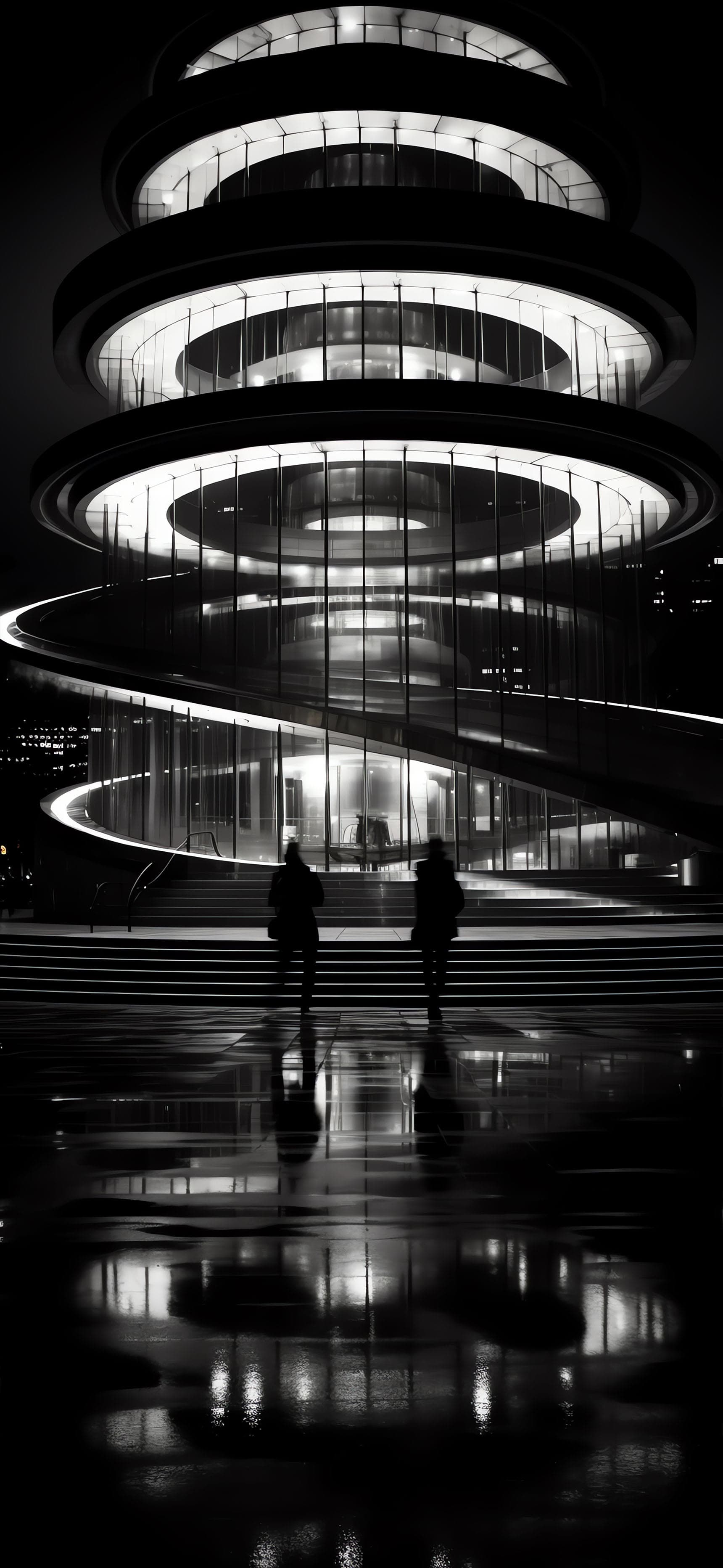 Spiral Building Monochrome - Pro phone wallpaper