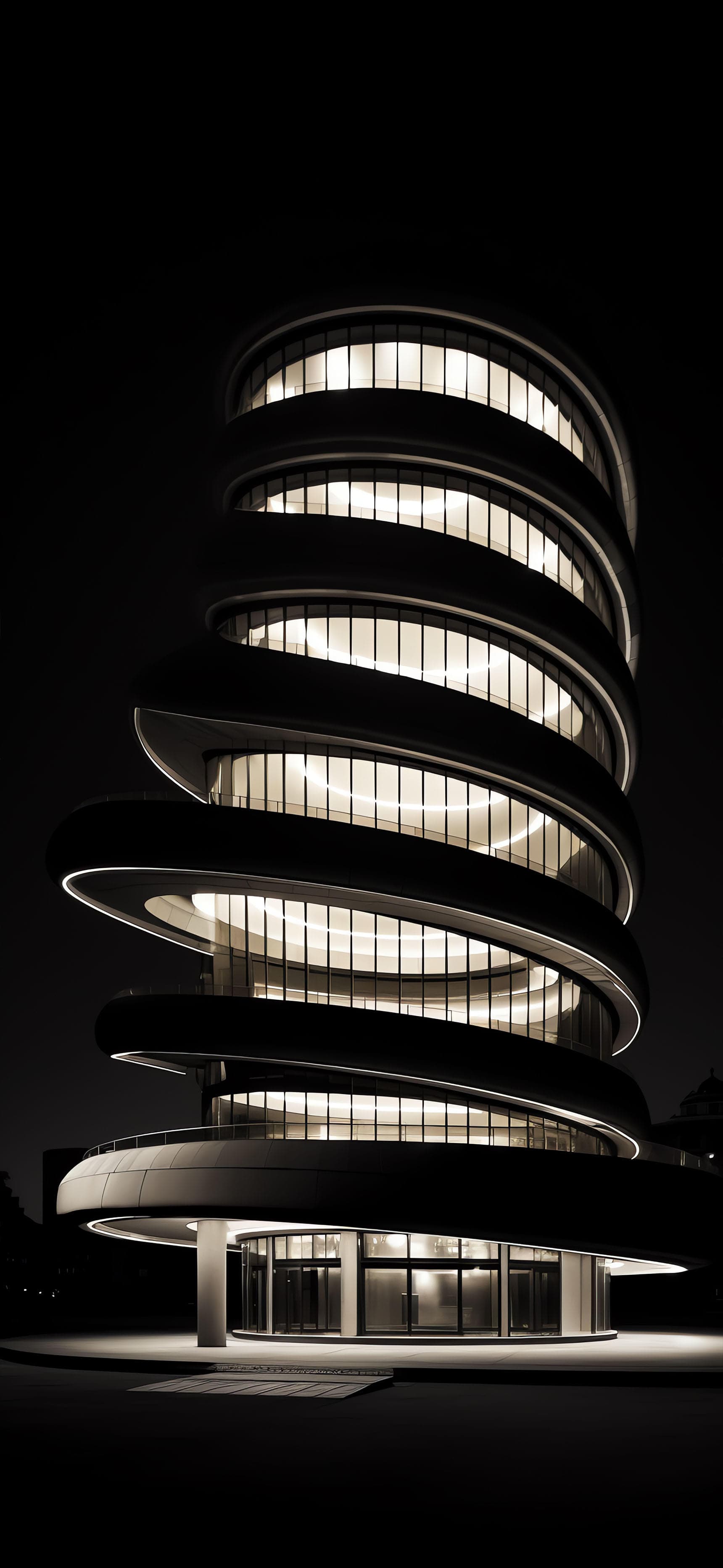 Spiral Building Night - Pro phone wallpaper