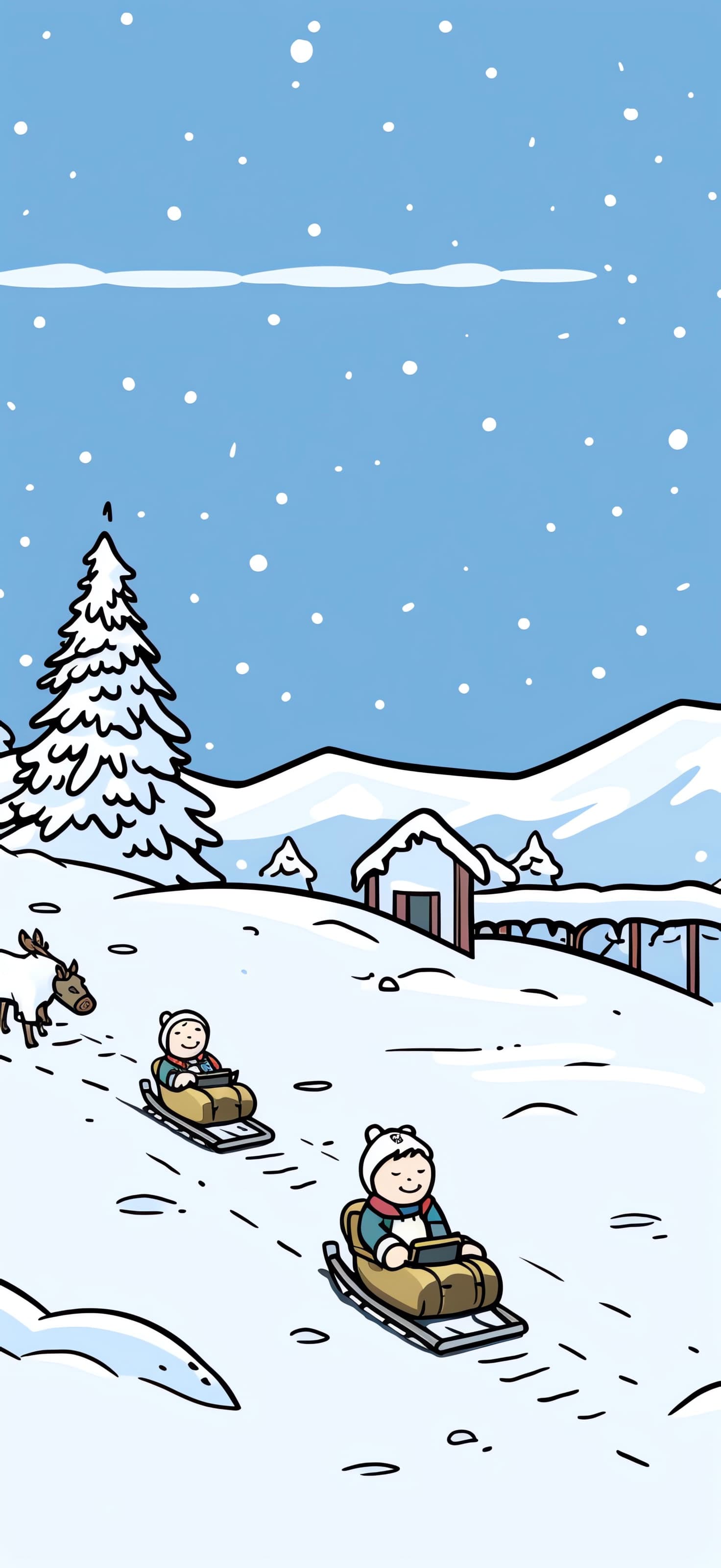 Sledding Snowy Day - Pro phone wallpaper