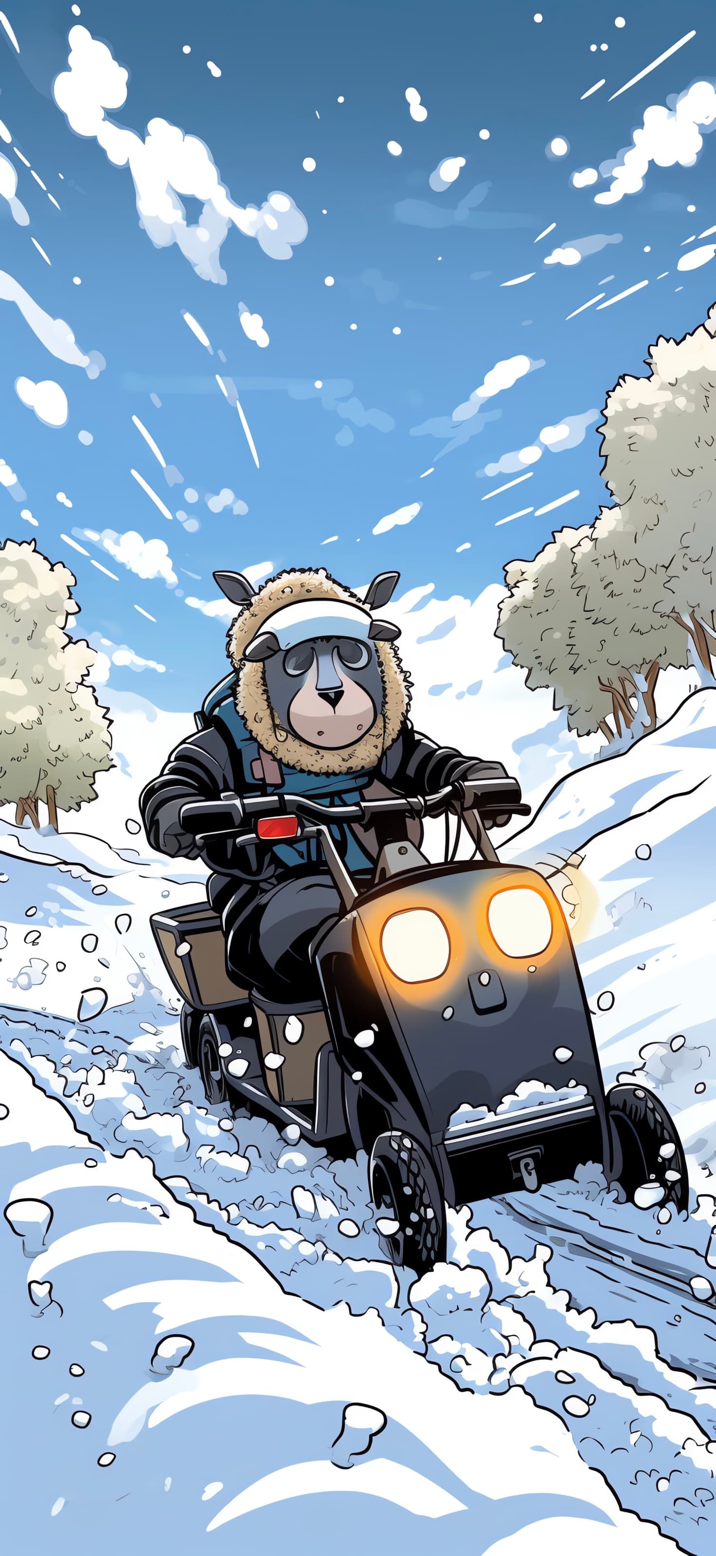 Bear Winter Ride - Pro phone wallpaper