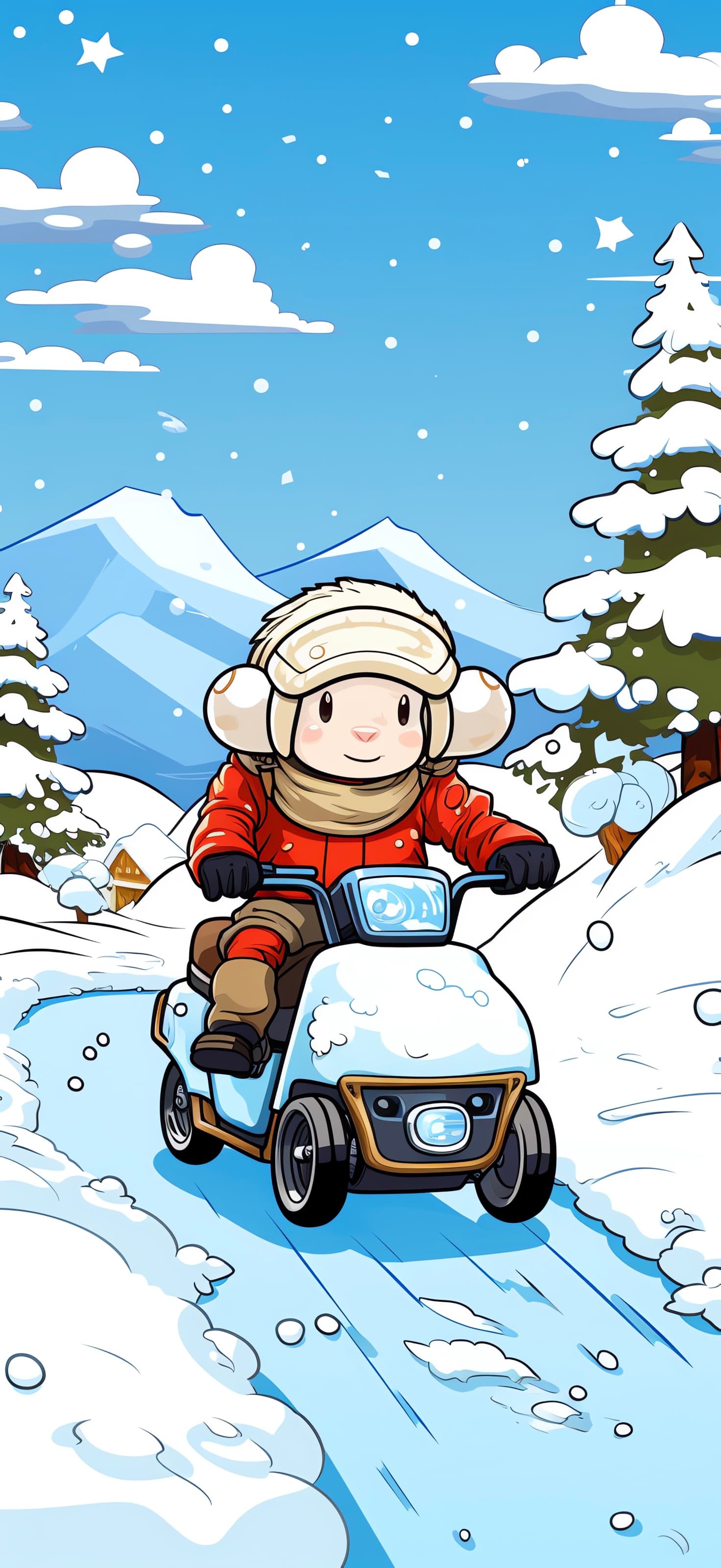 Cartoon Winter Ride - Pro phone wallpaper