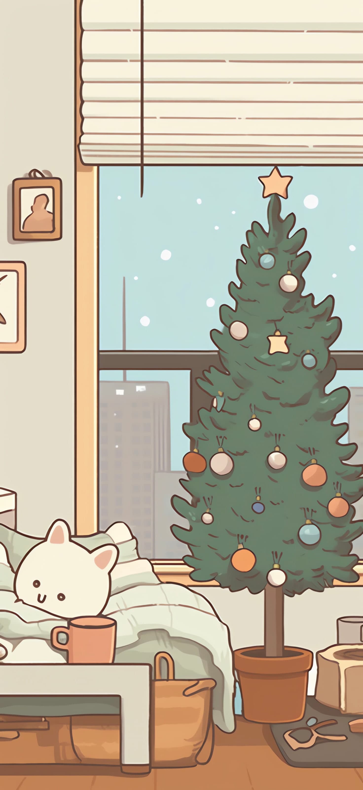 Cozy Christmas Scene - Pro phone wallpaper