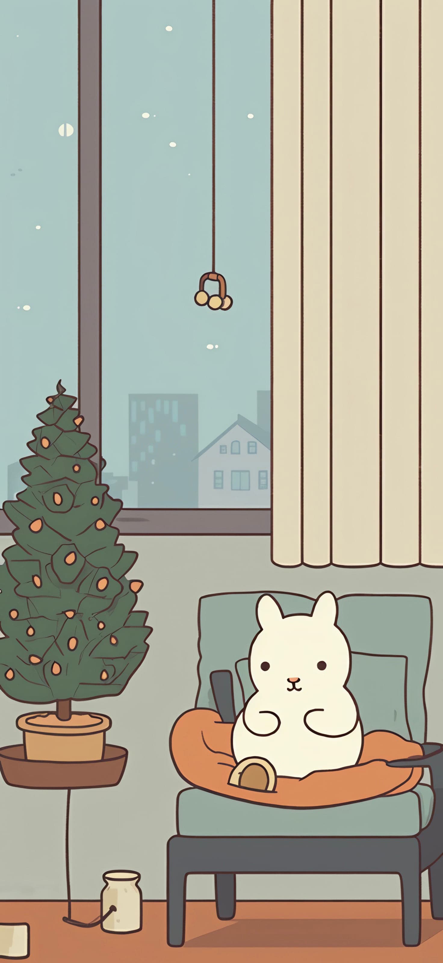 Cozy Christmas Rabbit - Pro phone wallpaper