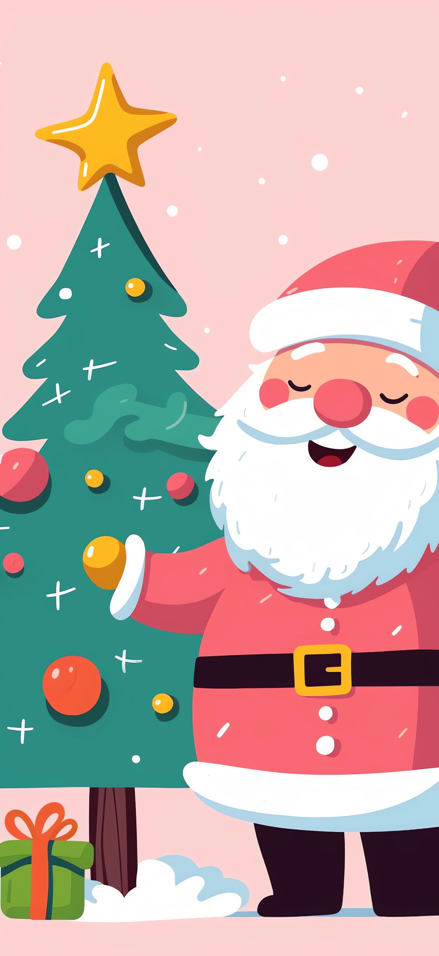 Cartoon Santa Tree - Pro phone wallpaper