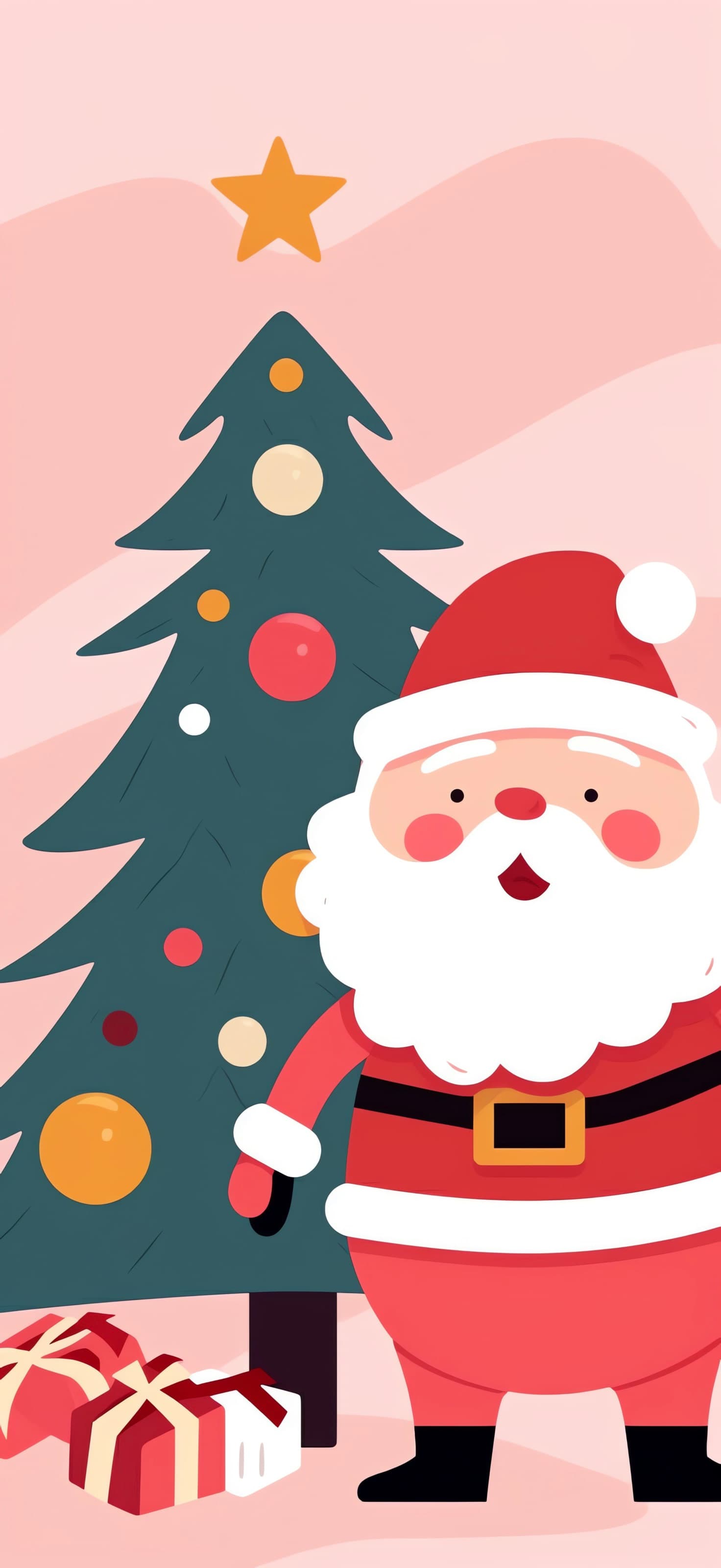 Cartoon Santa Scene - Pro phone wallpaper