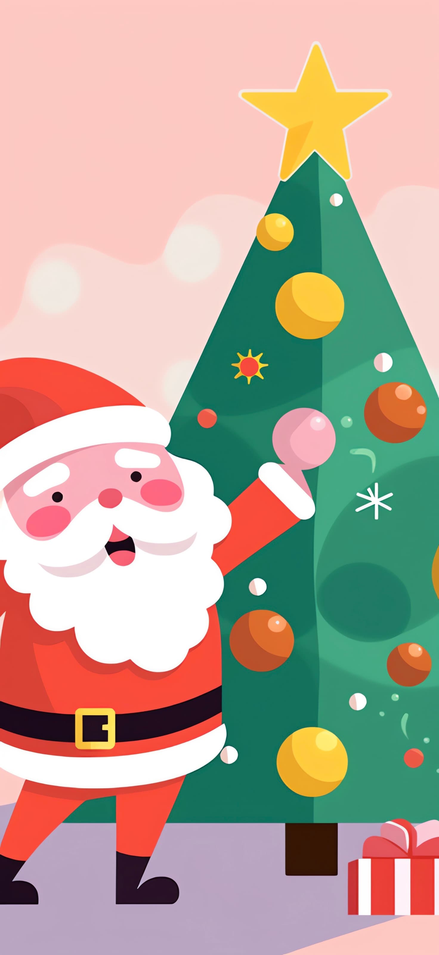Santa Tree Decorating - Pro phone wallpaper