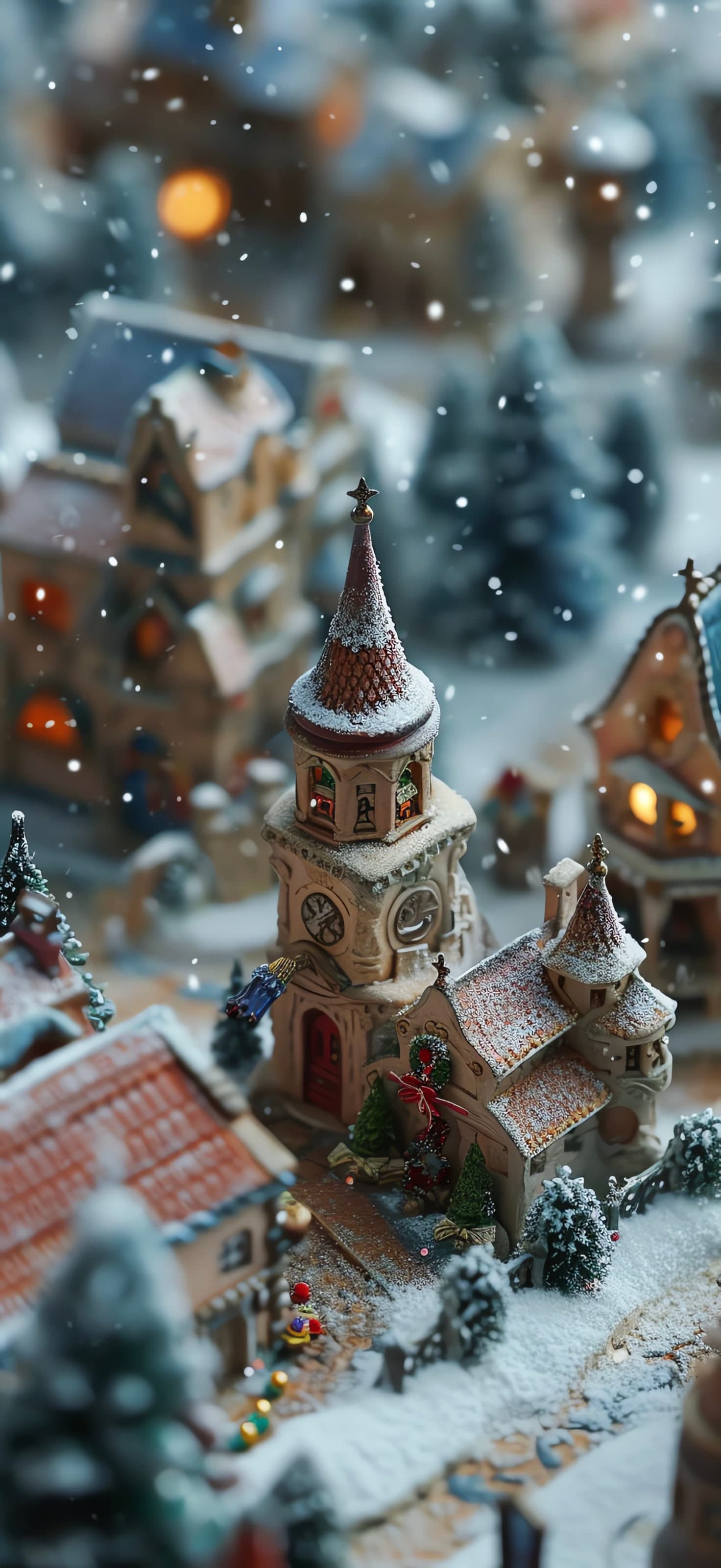 Miniature Christmas Village - Pro phone wallpaper