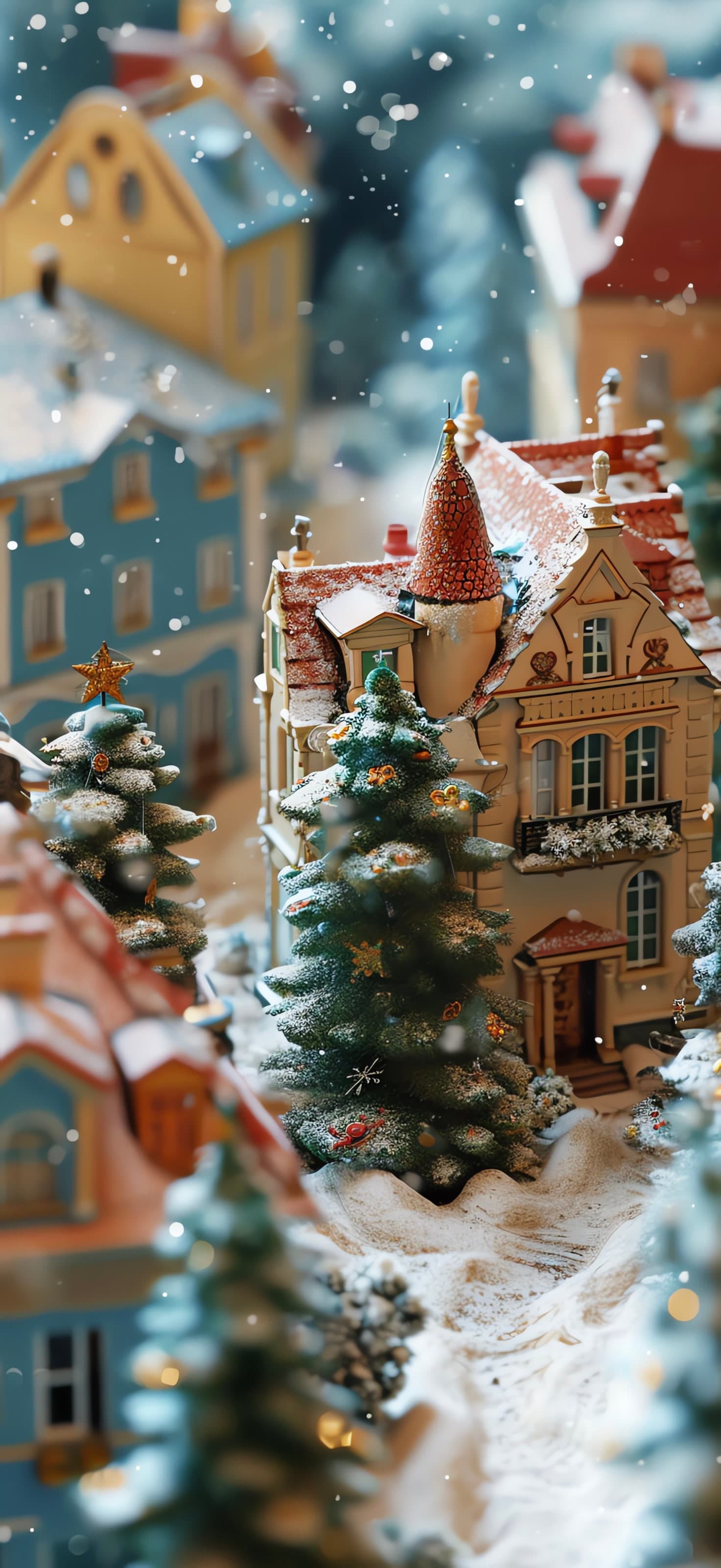 Christmas Town Scene - Pro phone wallpaper
