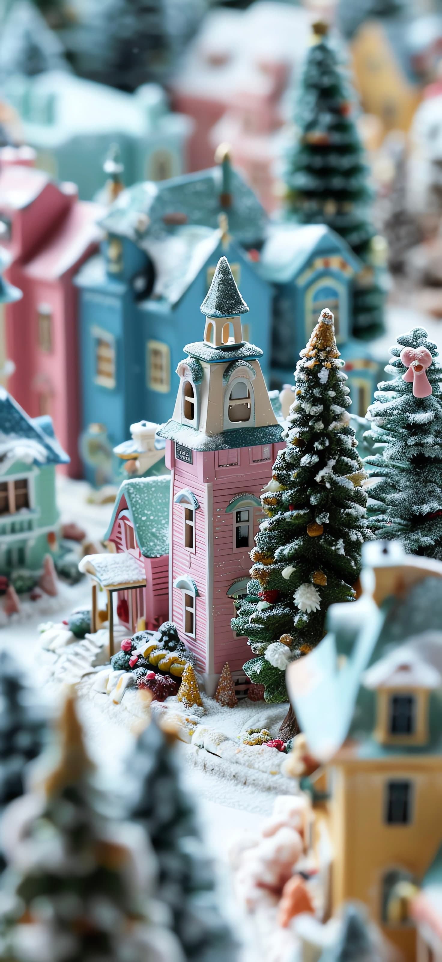 Pastel Winter Town - Pro phone wallpaper