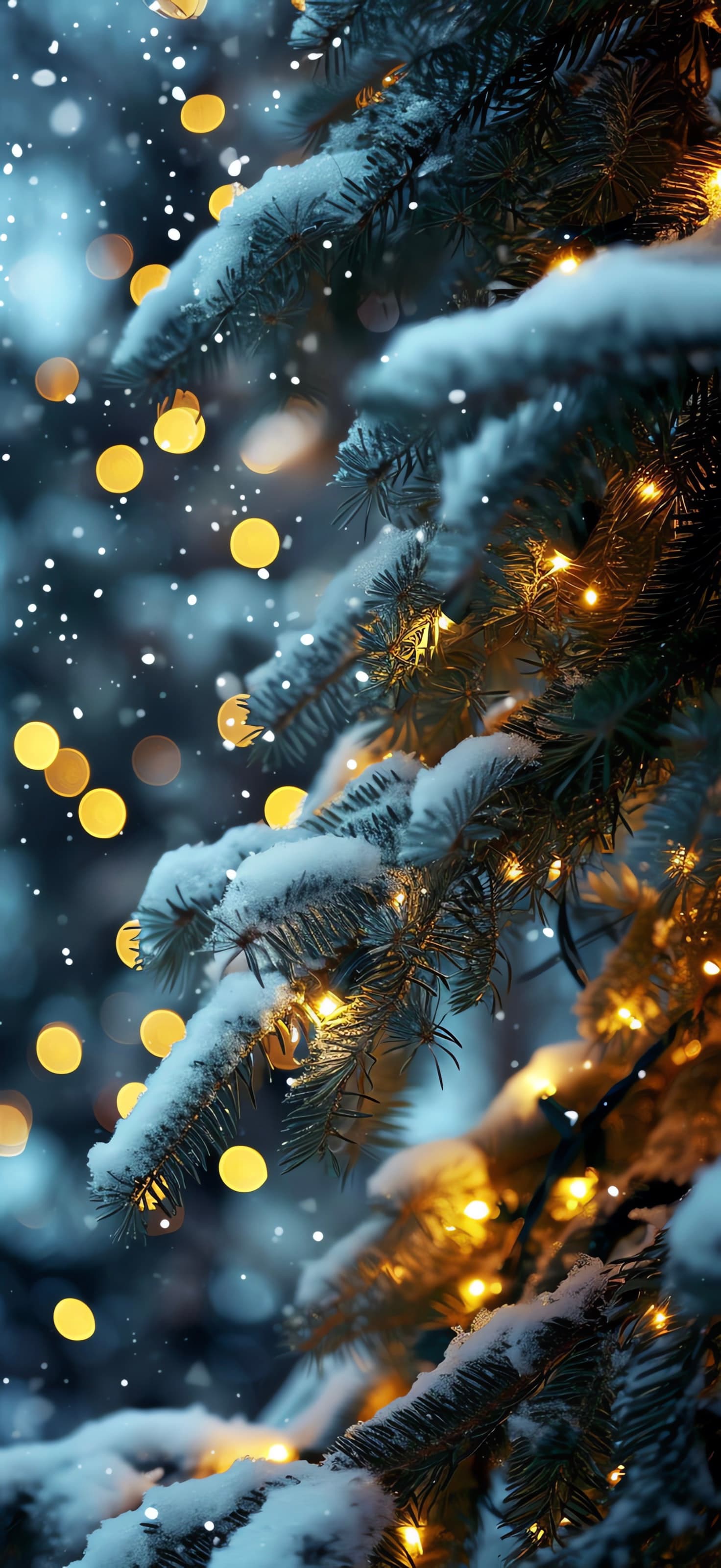Snowy Tree Lights - Pro phone wallpaper