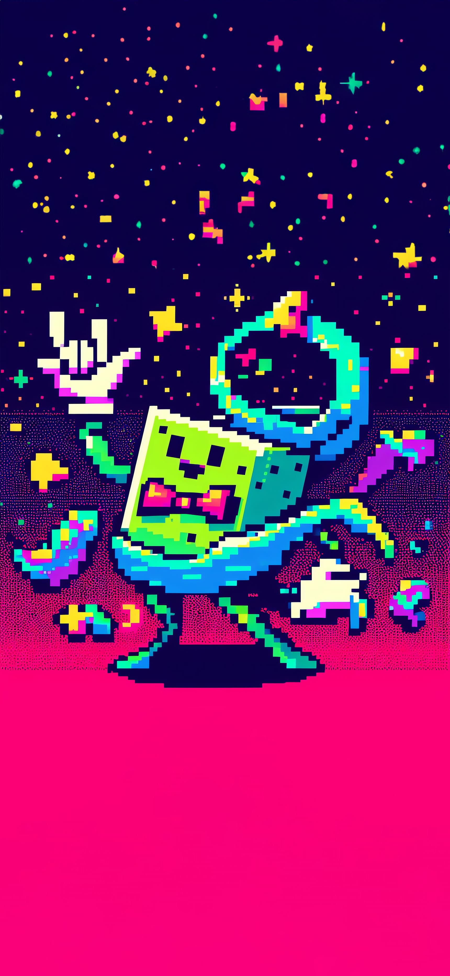 Pixelated Party Monster - Pro phone wallpaper