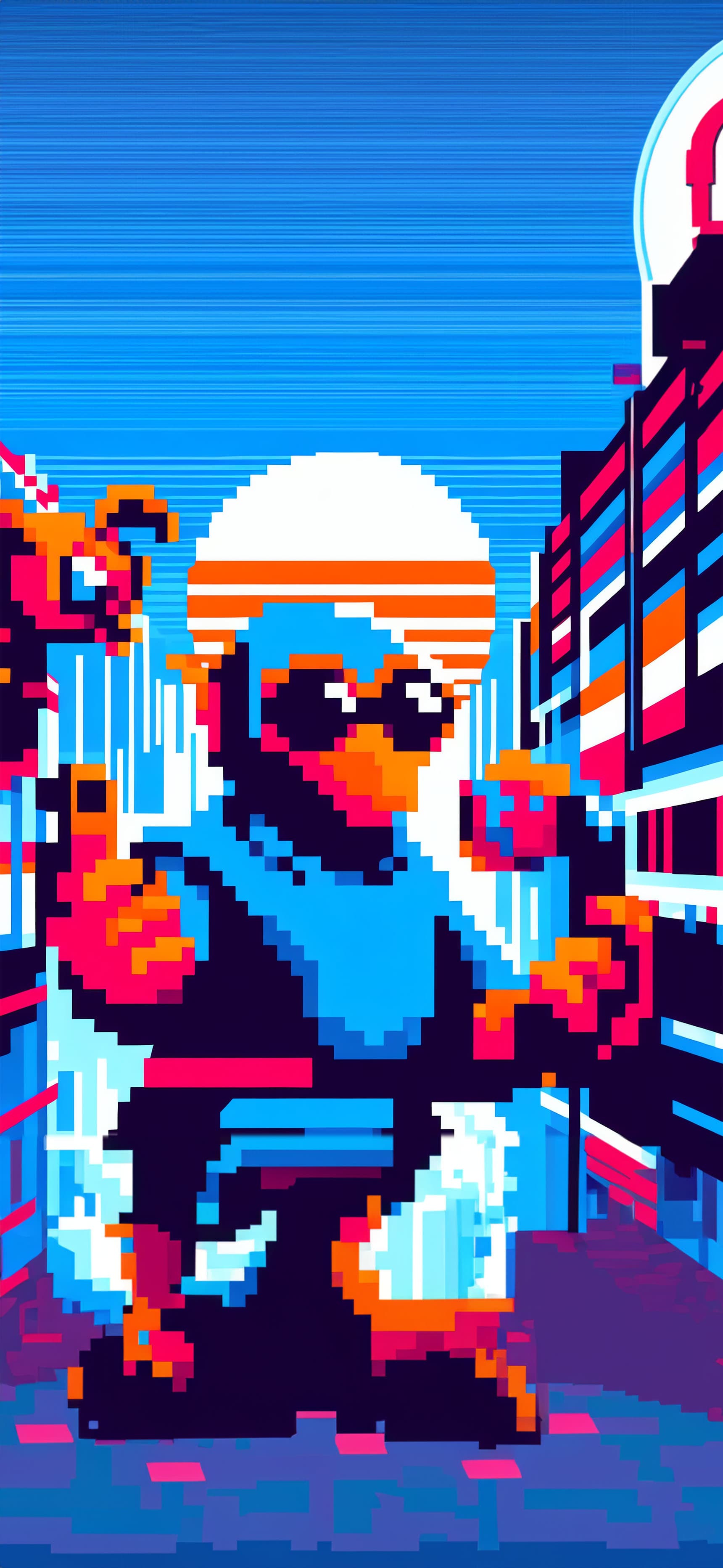 Pixelated Cityscape Cool - Pro phone wallpaper