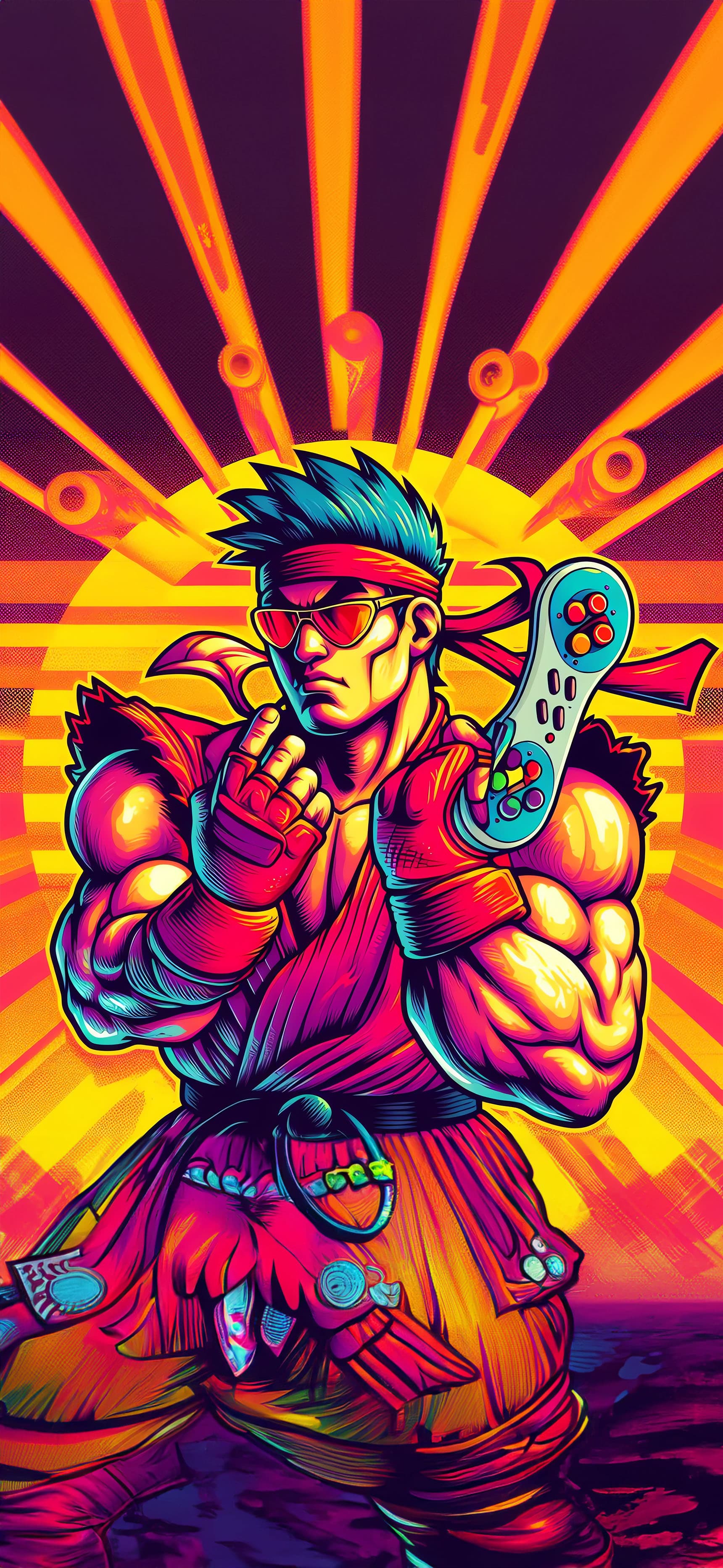 Retro Fighter Stance - Pro phone wallpaper