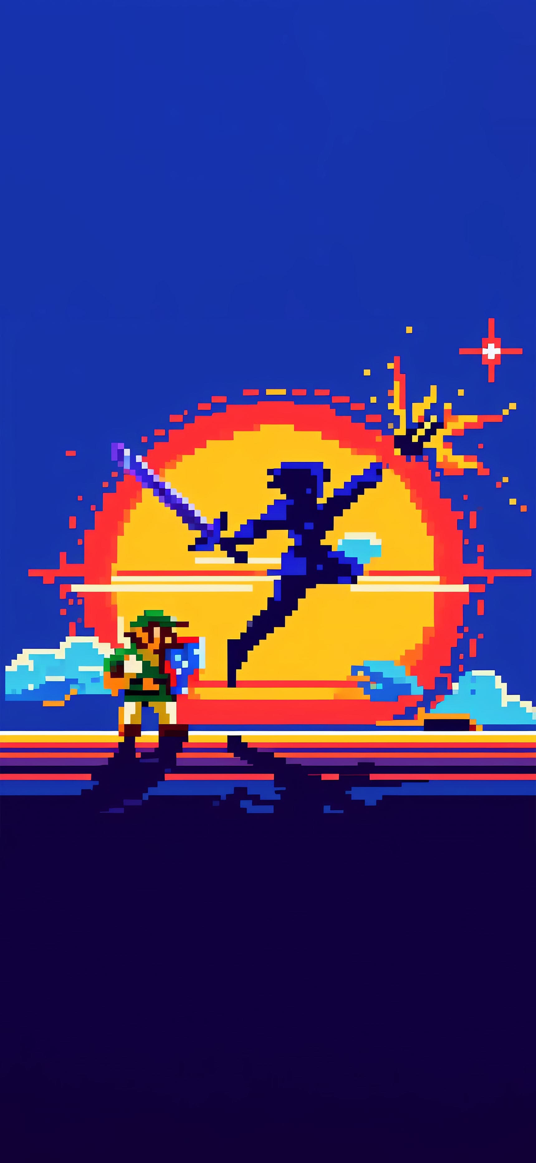Pixelated Retro Battle - Pro phone wallpaper