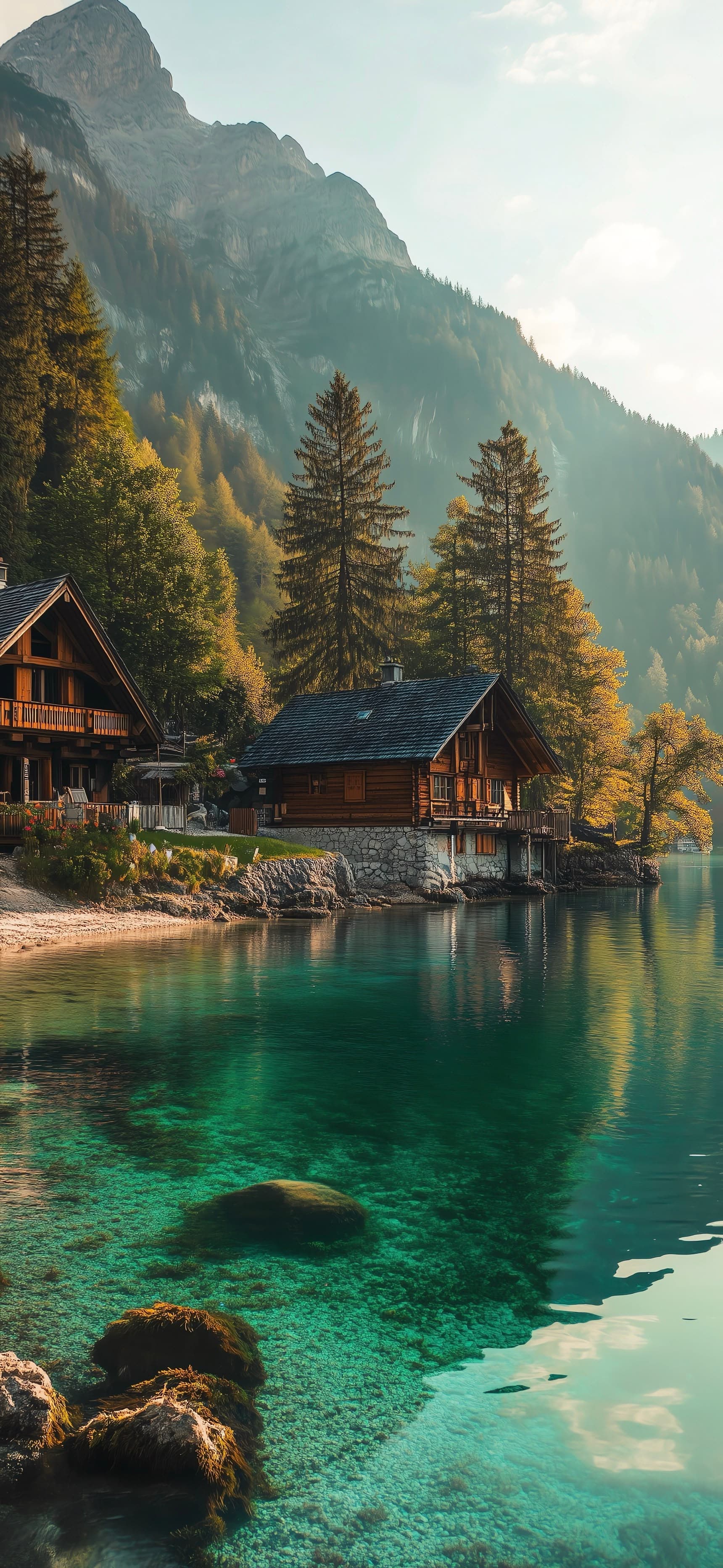 Mountain Lake Houses - Pro phone wallpaper