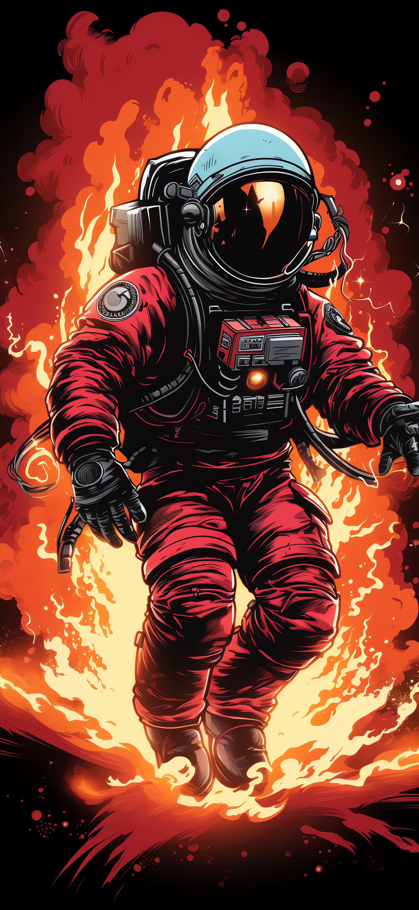 Fiery Astronaut - Pro phone wallpaper