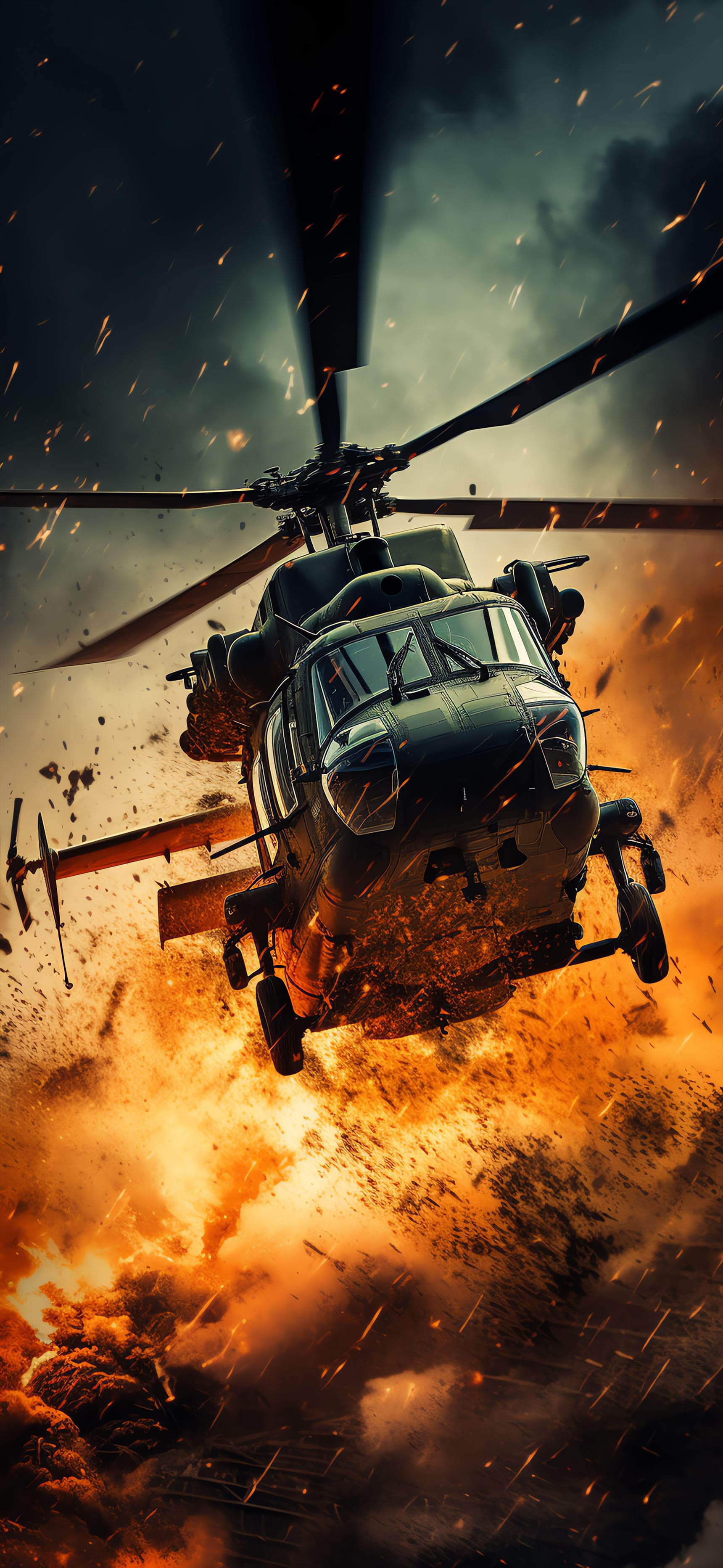 Helicopter Fire Storm - Pro phone wallpaper