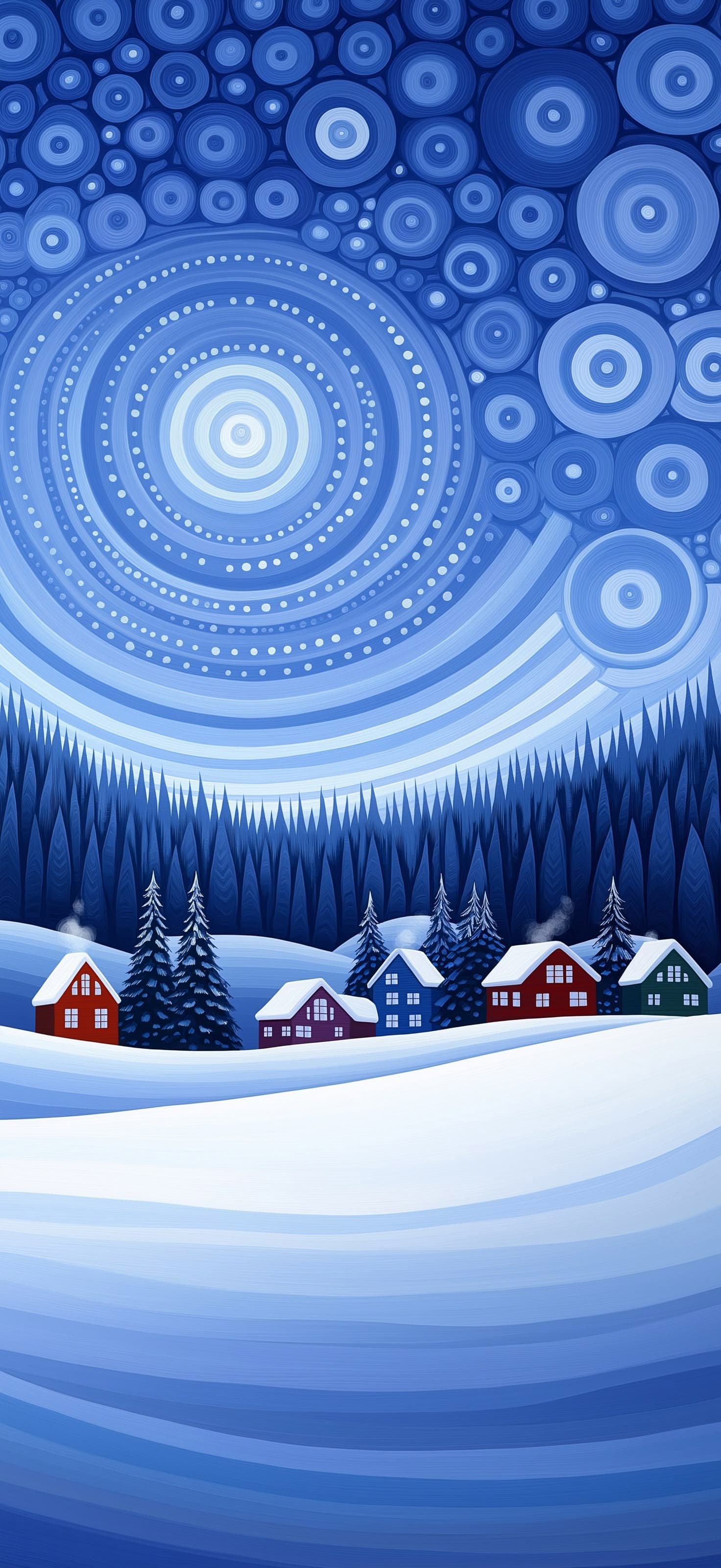 Snowy Village Art - Pro phone wallpaper