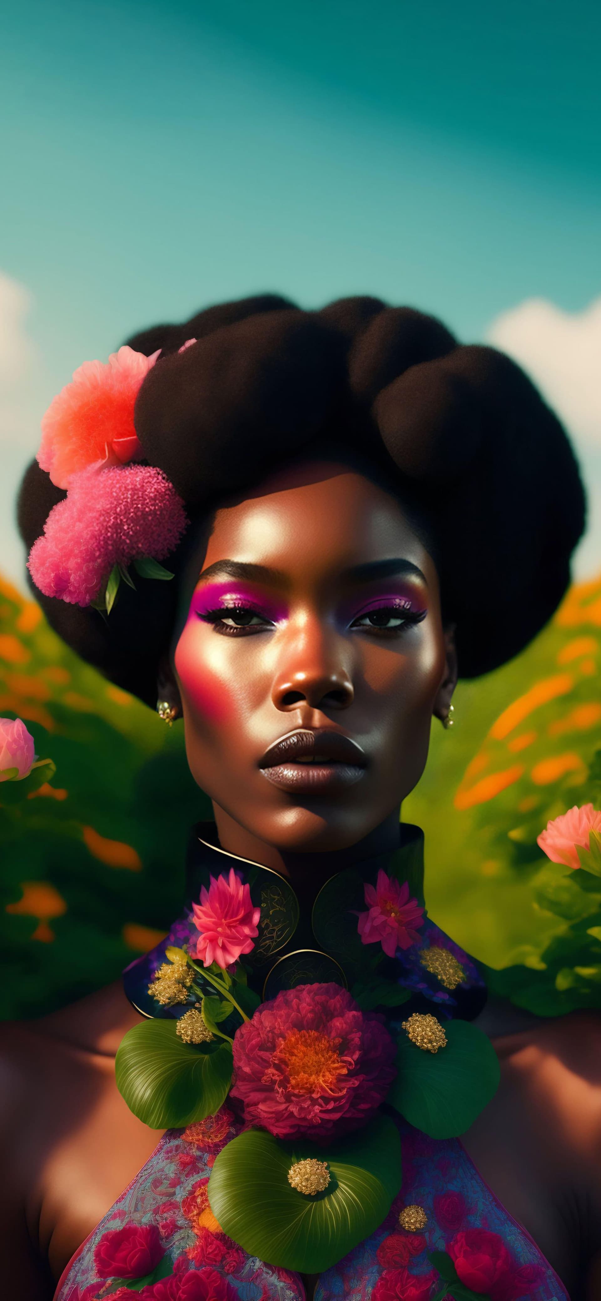 Floral Beauty Portrait - Pro phone wallpaper