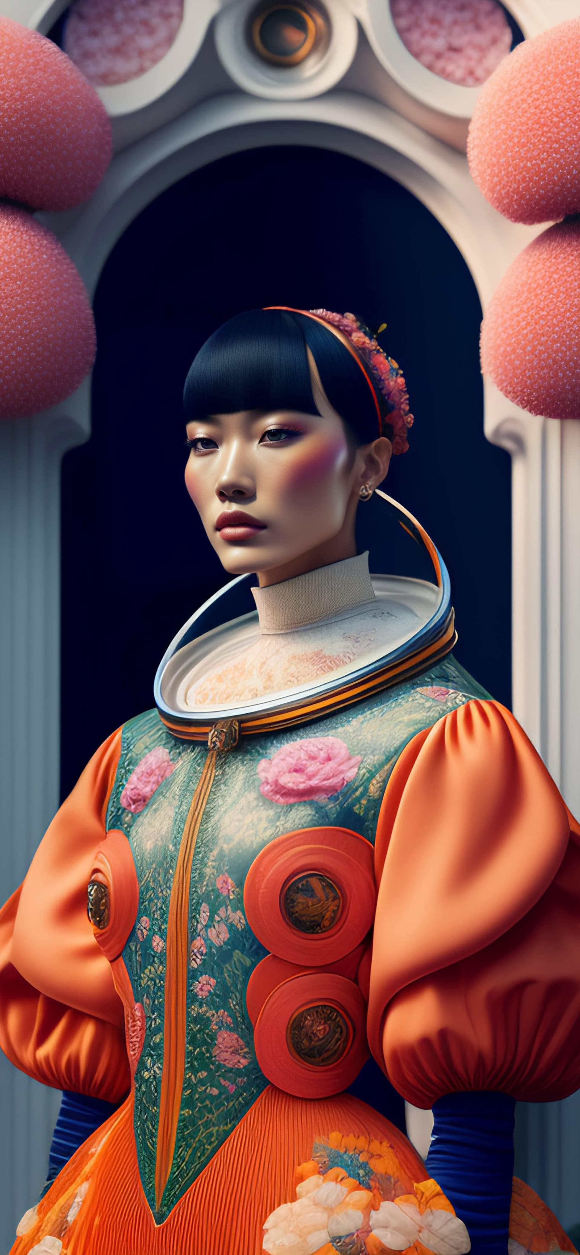 Futuristic Floral Fashion - Pro phone wallpaper