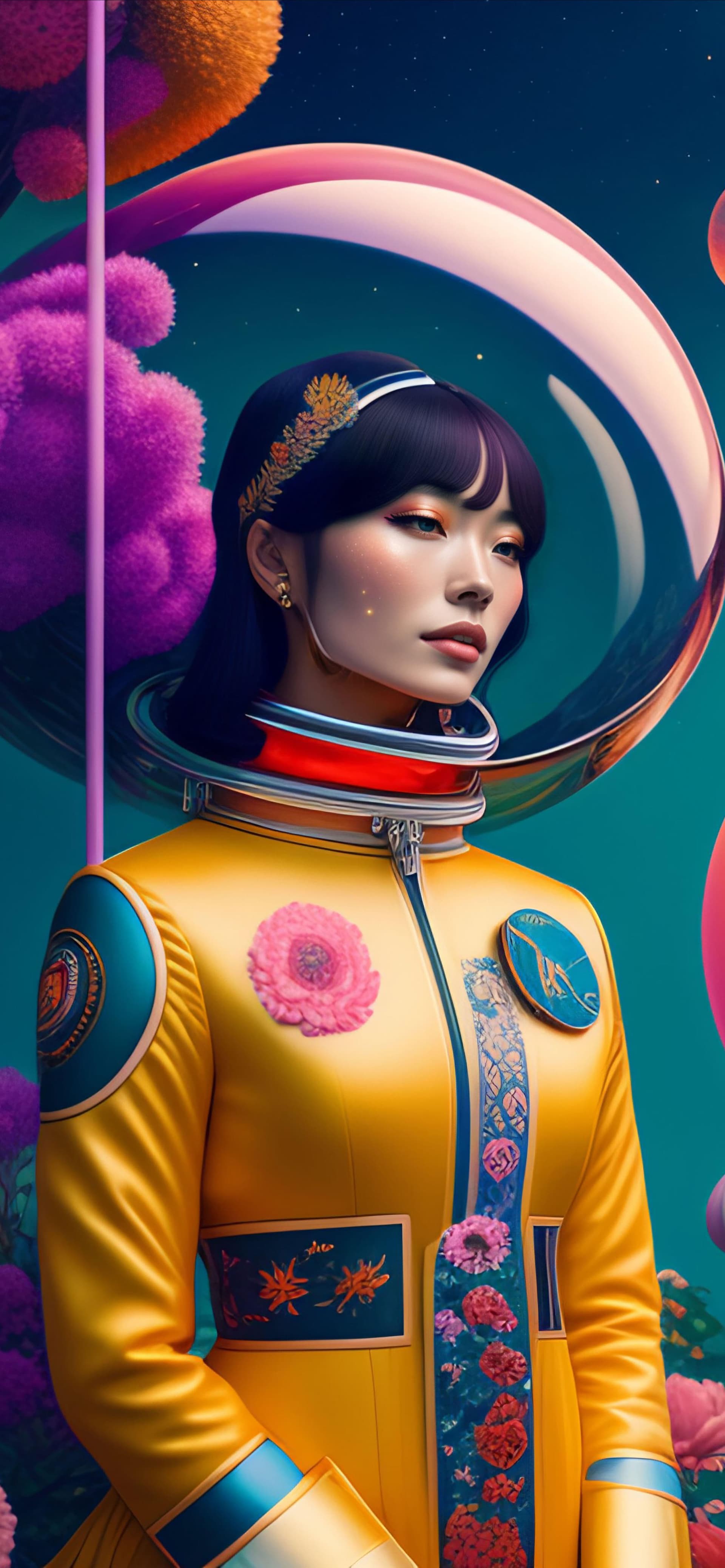 Retro Space Girl - Pro phone wallpaper