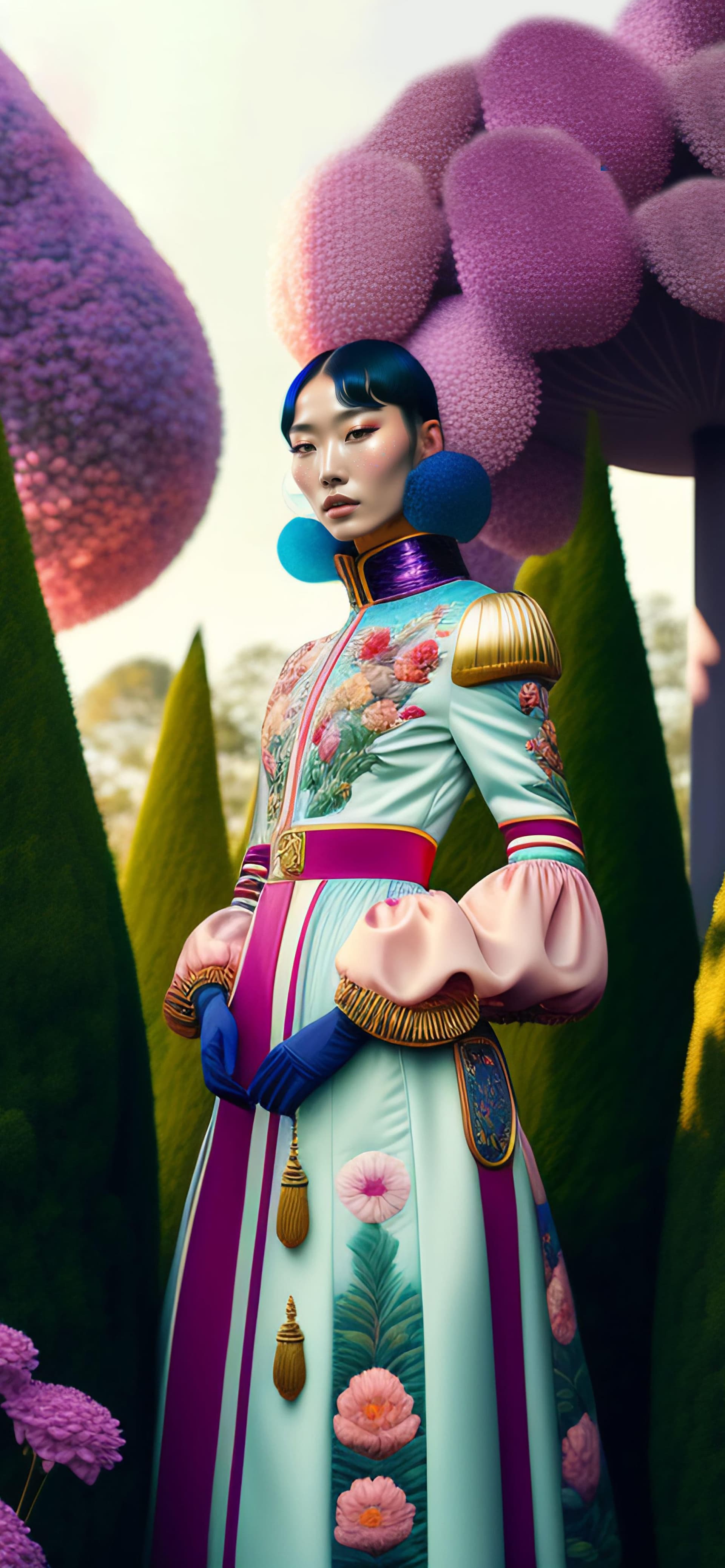 Whimsical Garden Lady - Pro phone wallpaper