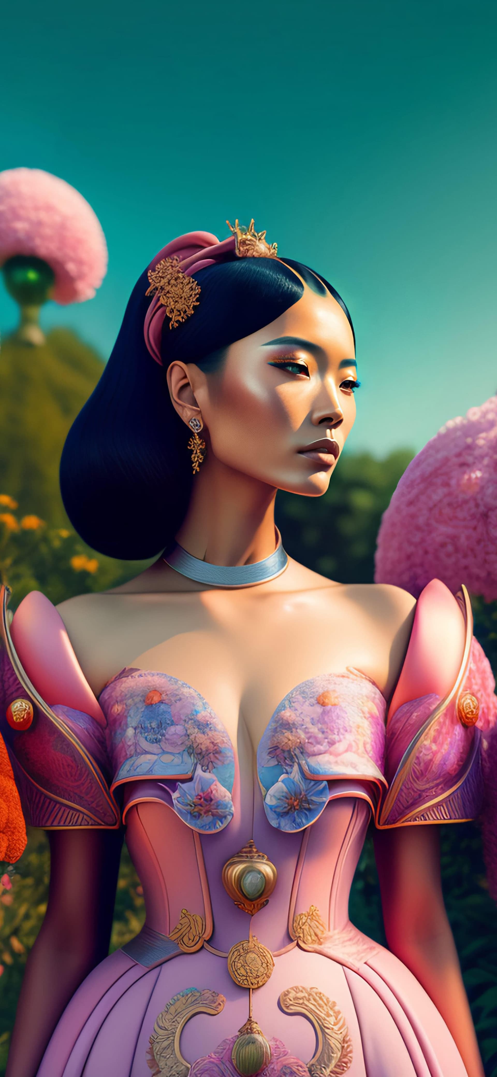 Floral Fantasy Portrait - Pro phone wallpaper