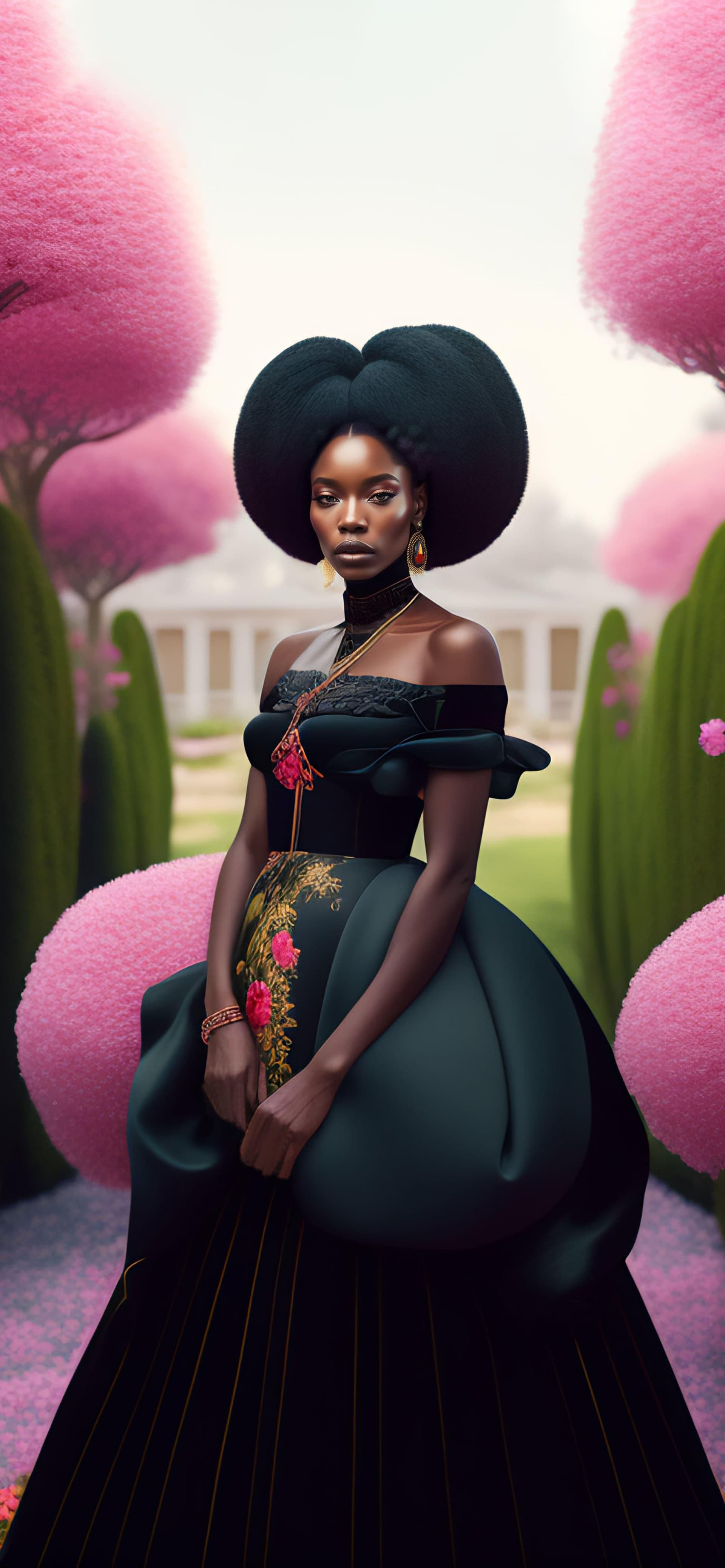 Elegant Garden Gown - Pro phone wallpaper