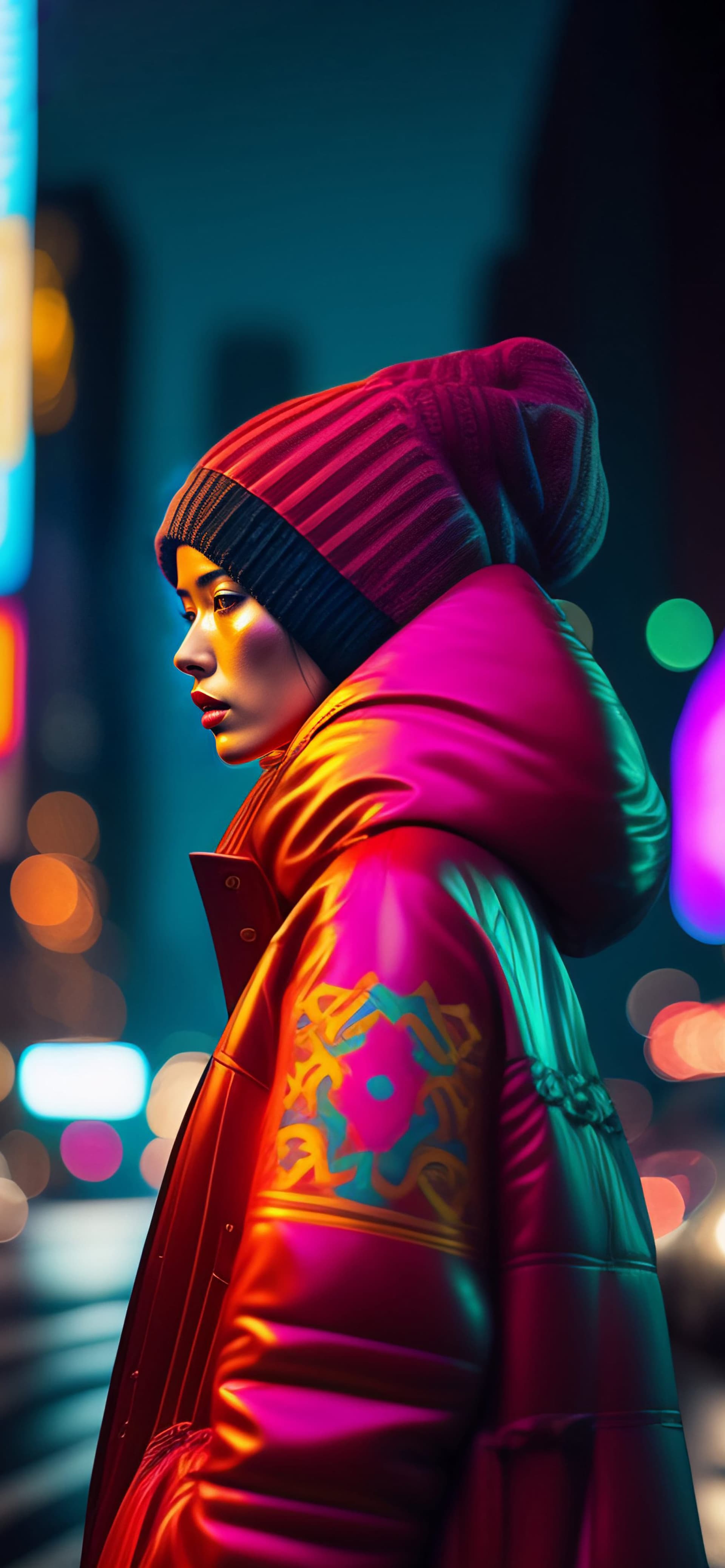 Neon Winter Coat - Pro phone wallpaper