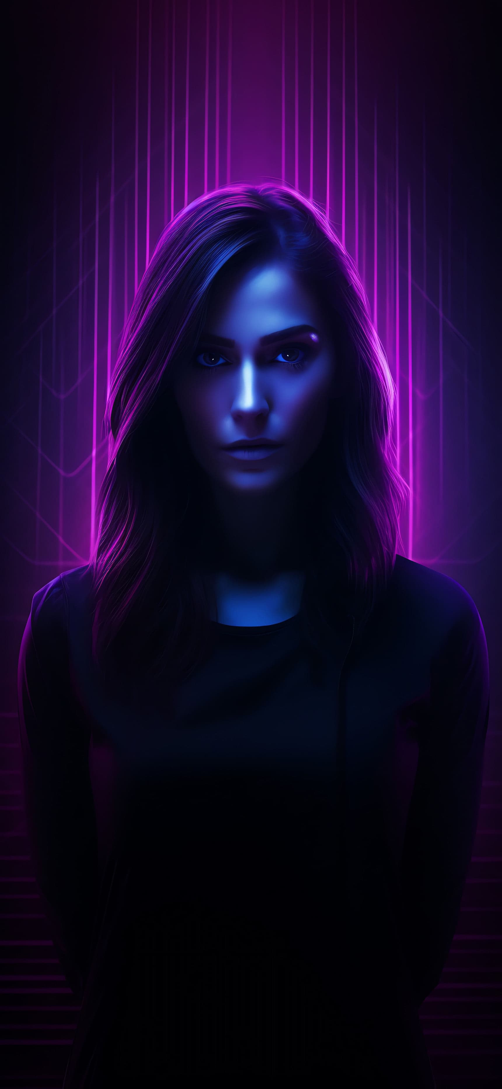 Neon Cyberpunk Portrait - Pro phone wallpaper