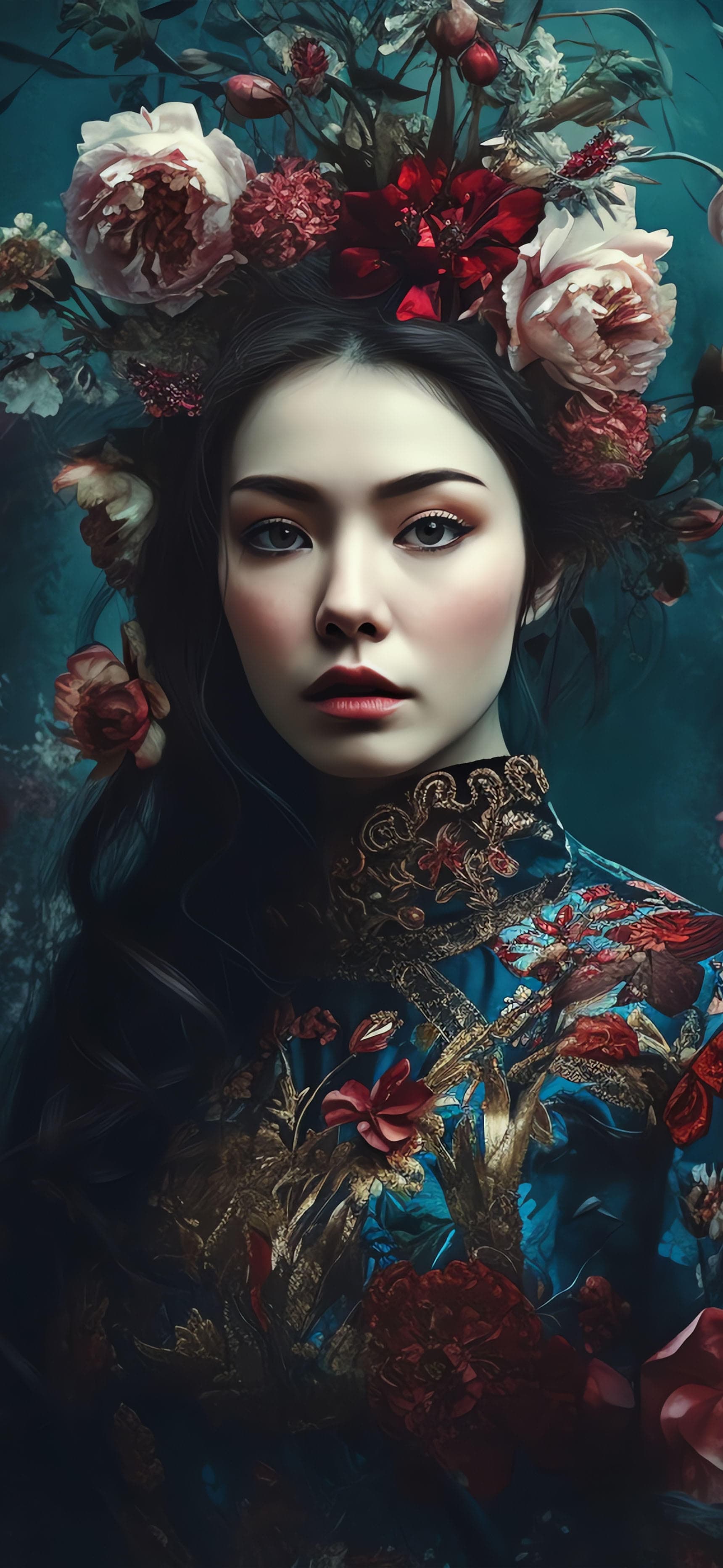 Floral Kimono Portrait - Pro phone wallpaper